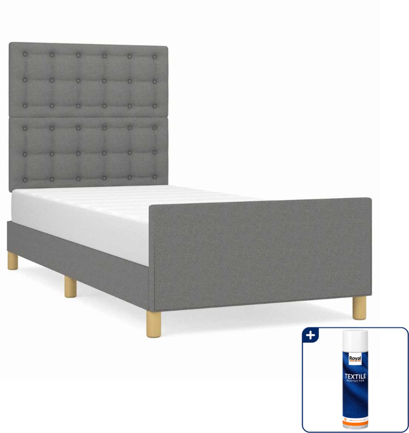 vidaXL bedframe - 100 x 200 cm - stof - donkergrijs - Inclusief textielbeschermer 500 ml