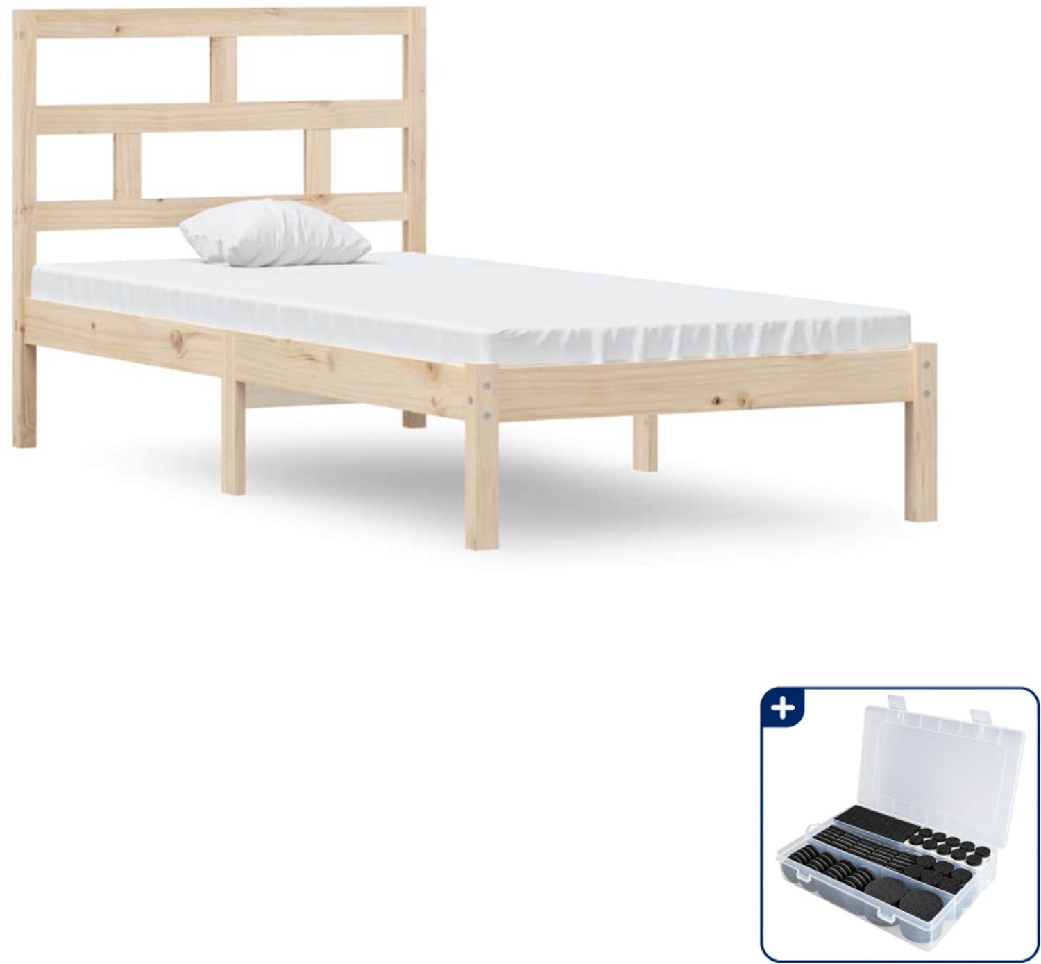 vidaXL bedframe - 90 x 190 cm - massief grenenhout - Inclusief antikrasvilt 177-delig Bruin