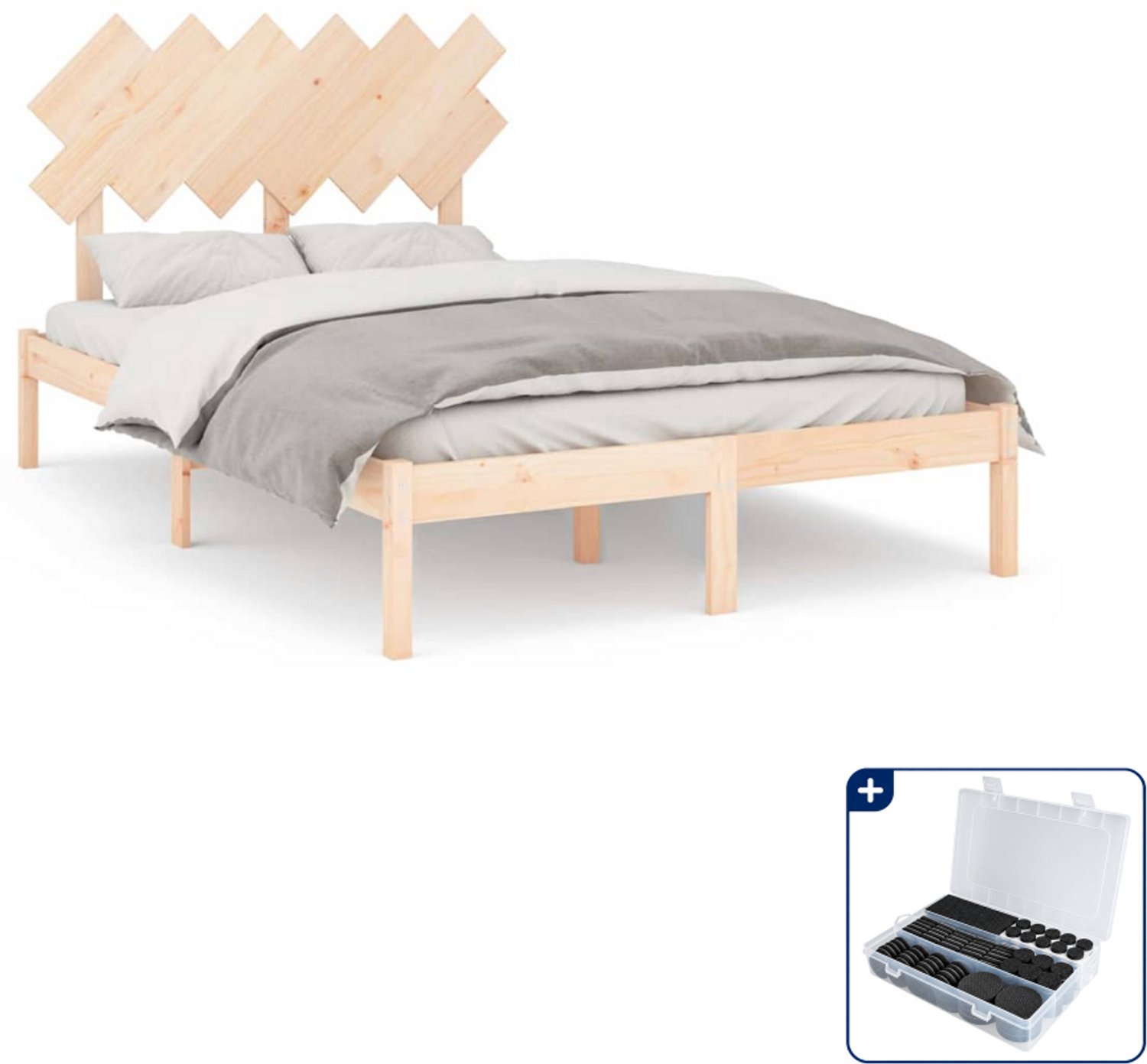 vidaXL bedframe - 120 x 190 cm - massief grenenhout - Inclusief antikrasvilt 177-delig Bruin