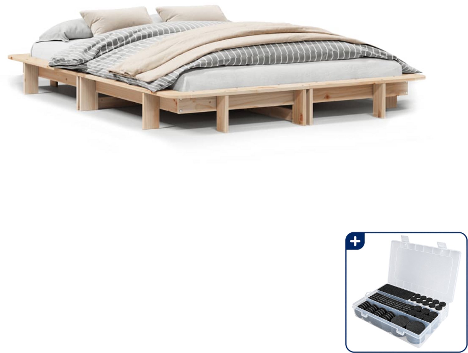 vidaXL bedframe - 120 x 190 cm - massief grenenhout - Inclusief antikrasvilt 177-delig Bruin