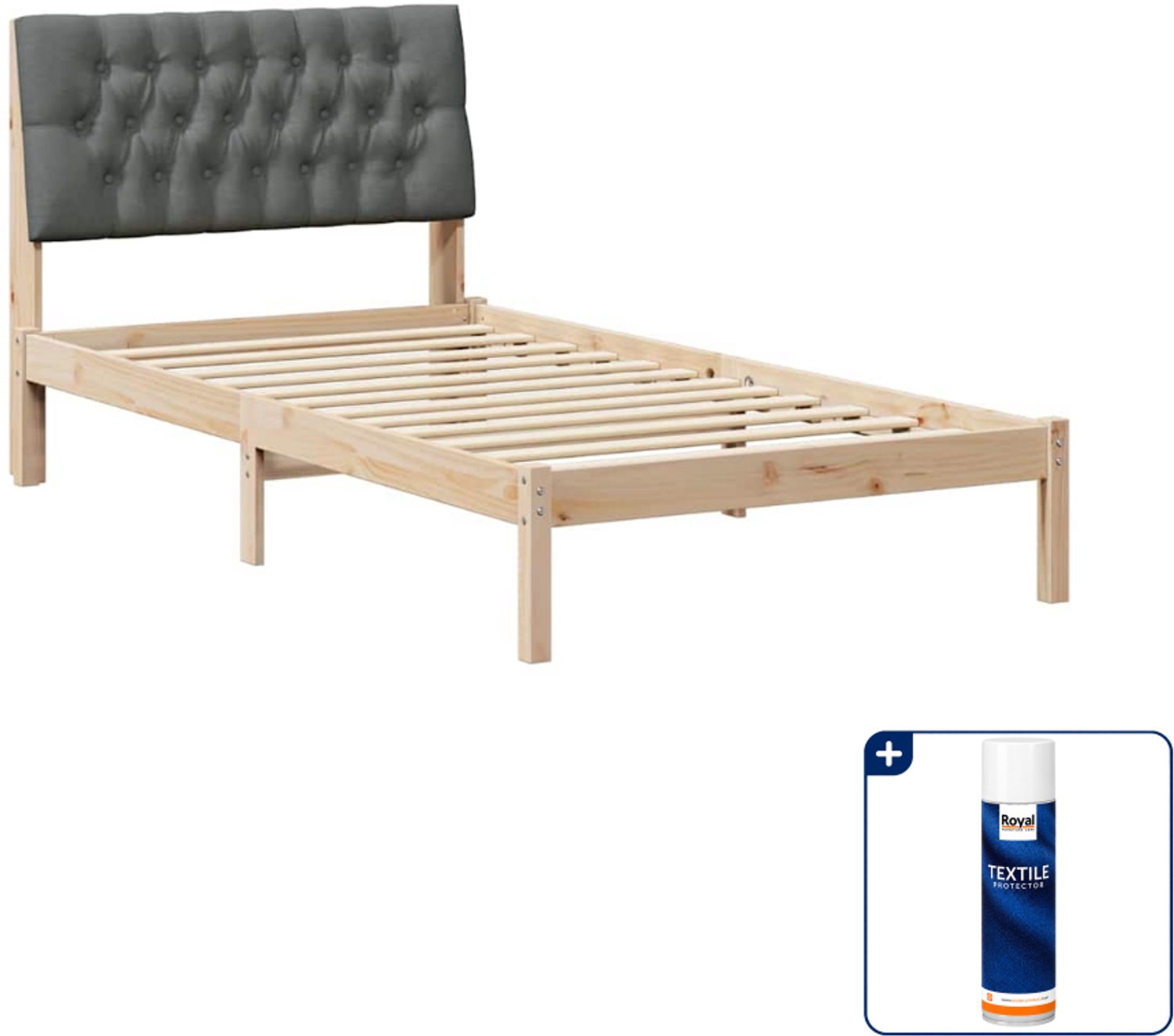 vidaXL bedframe - 100 x 200 cm - massief grenenhout - bruin - Inclusief textielbeschermer 500 ml