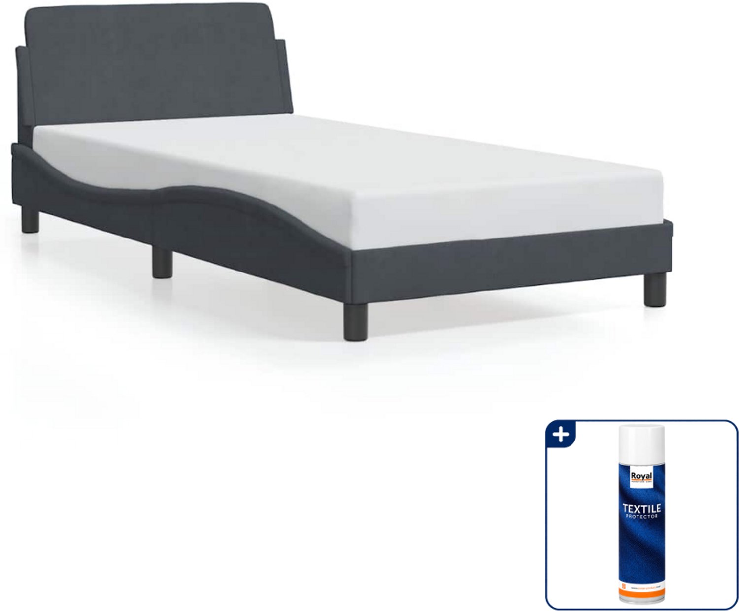 vidaXL bedframe Dover - 100 x 190 cm - fluweel - donkergrijs - Inclusief textielbeschermer 500 ml