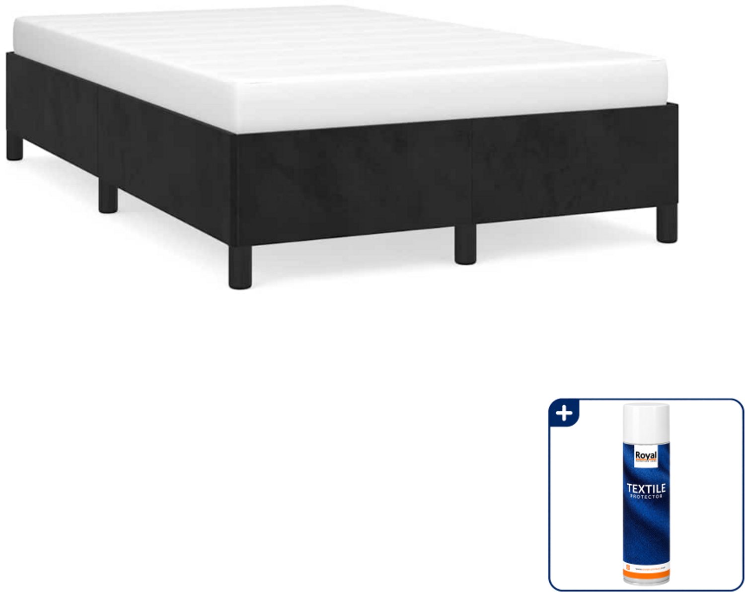 vidaXL bedframe - 120 x 200 cm - fluweel - zwart - Inclusief textielbeschermer 500 ml