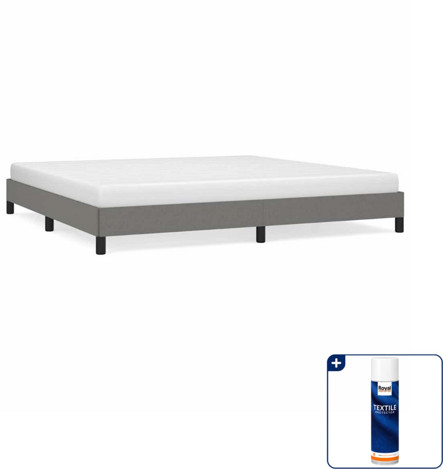 vidaXL bedframe 200 x 200 cm - stof - donkergrijs - Inclusief textielbeschermer 500 ml