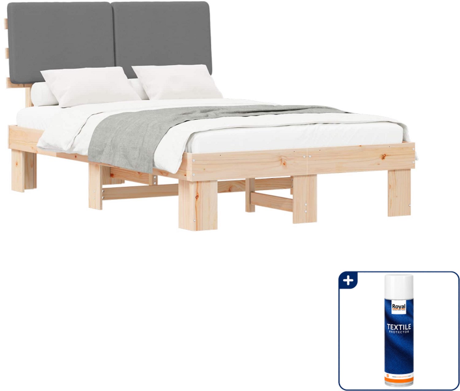 vidaXL bedframe - 120 x 200 cm - lichtgrijs - Inclusief textielbeschermer 500 ml