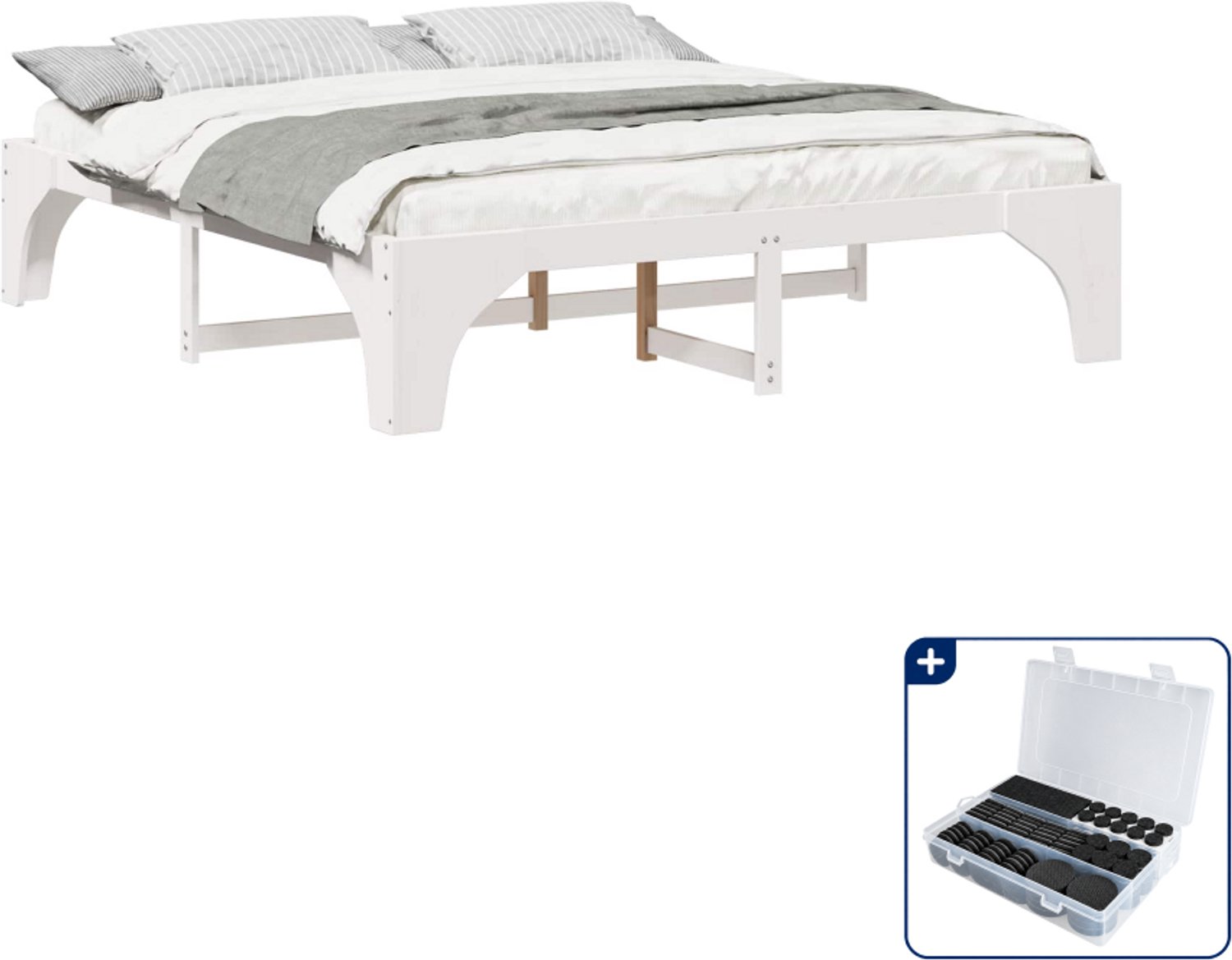 vidaXL bedframe - Kingsize - 180 x 200 cm - wit - Inclusief antikrasvilt 177-delig