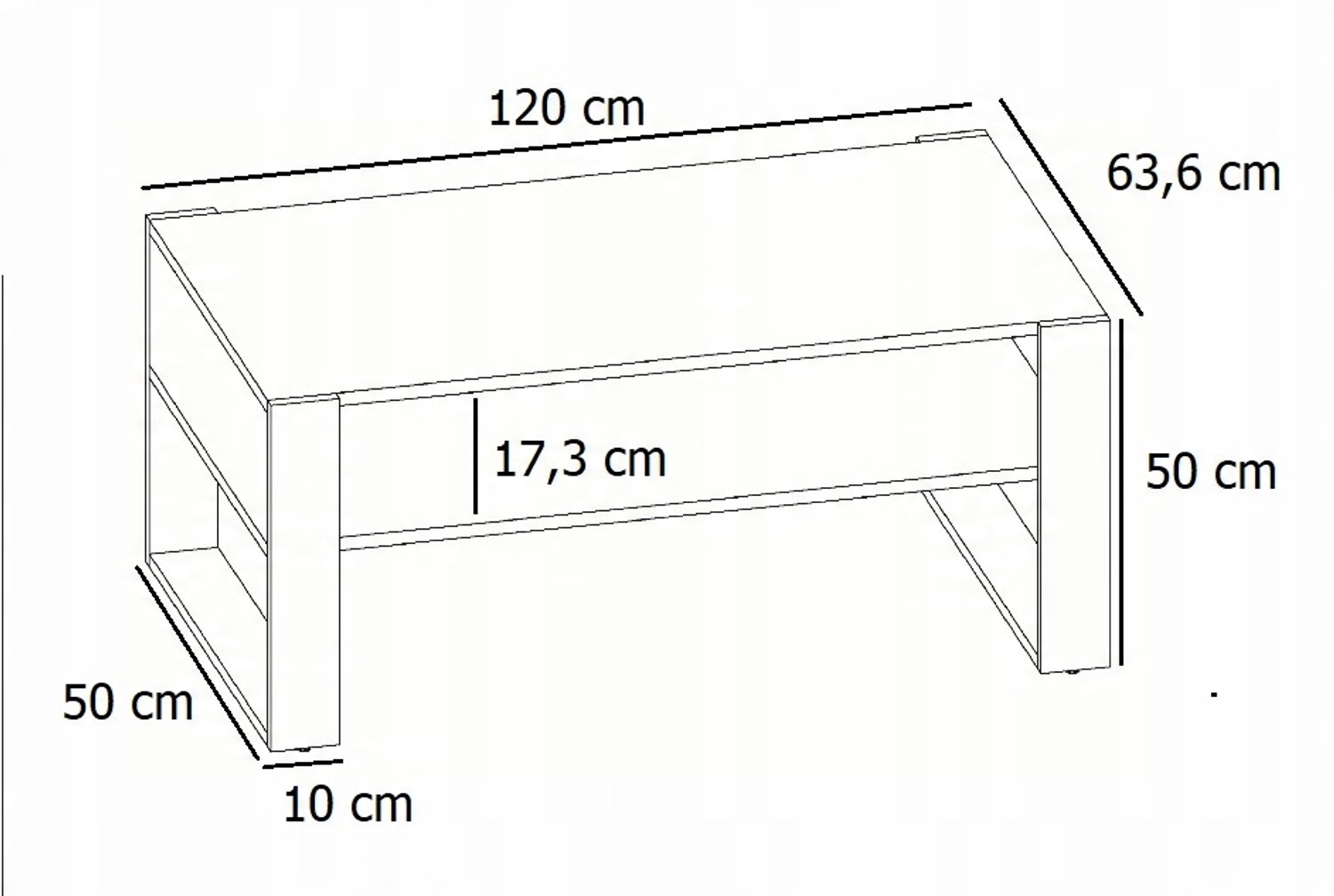 Per La Vita Kaja 120 - Salontafel - 120 x 63,6 cm - Wit/Zwart