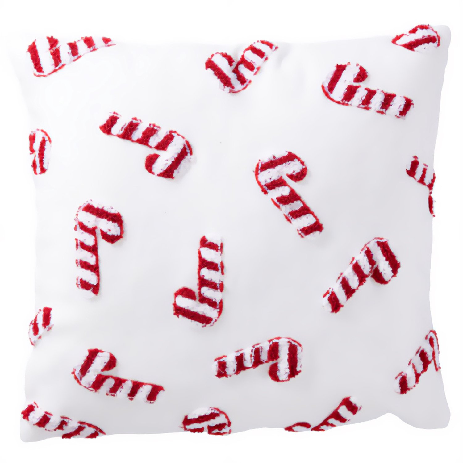Home & Styling Collection Home Styling Collection - Sierkussen - Kerstkussen decoratief met suikerrietstrepen, 45 x 45 cm Wit