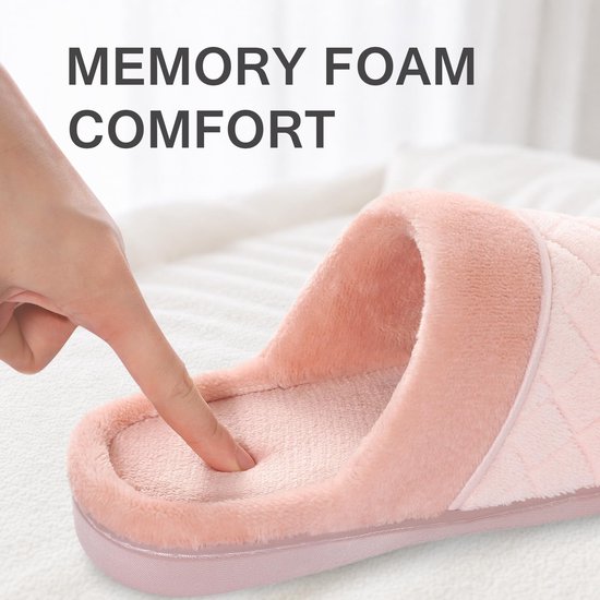 Homaxy - Sloffen – Zachte Huisslippers - Warme en comfortabele huisslippers - Warme winterslippers - Roze - 40 - Geschikt voor een voetlengte van 22,3cm