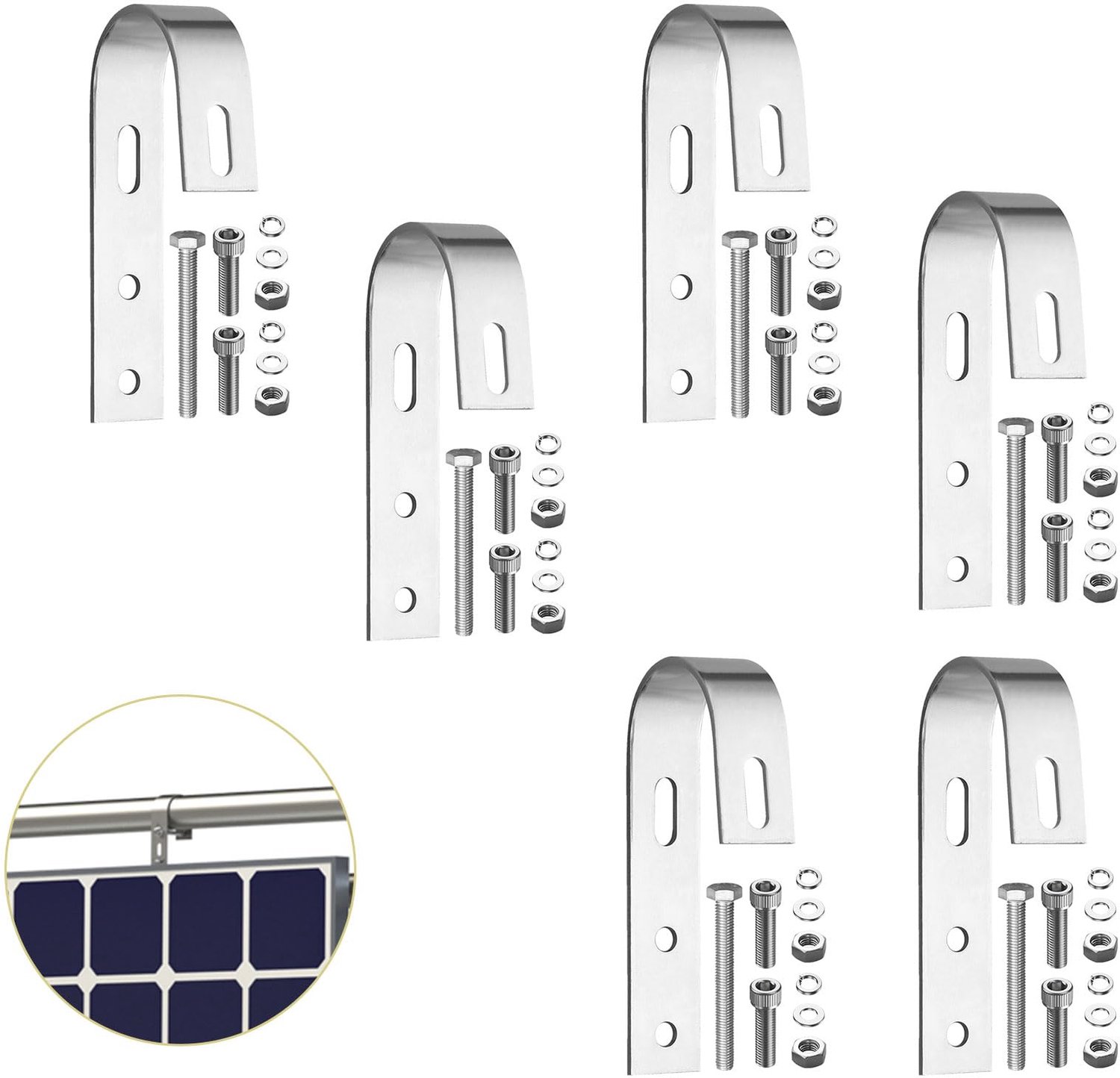 Set van 6 Roestvrijstalen Haken voor Zonnepaneelmontage