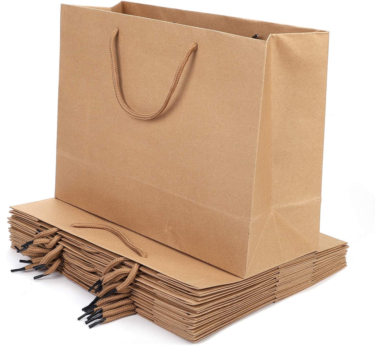 10 Kraft Papieren Cadeautassen met Handvat - Voor Verjaardagen, Bruiloften en Feesten