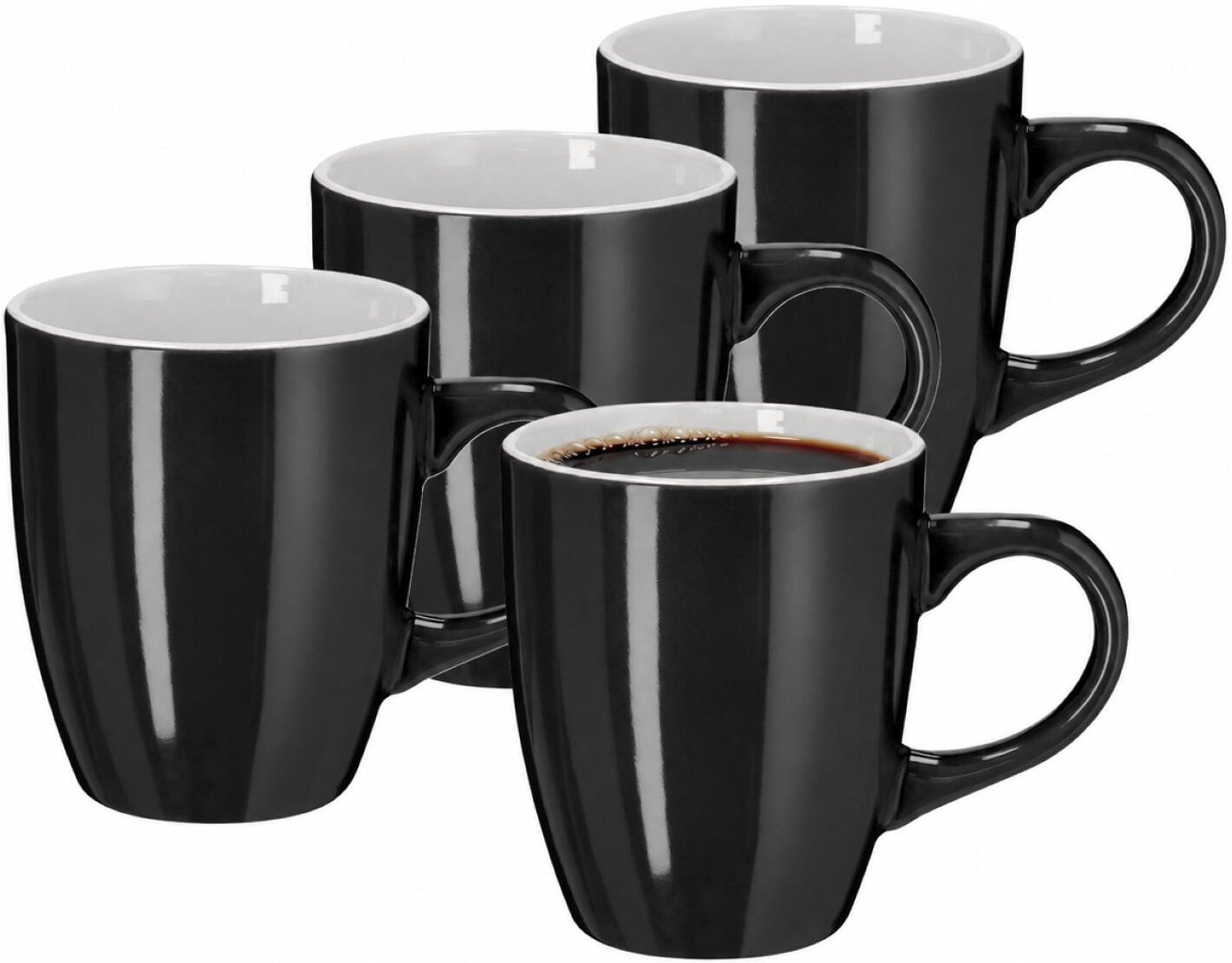 Bellatio Design Koffiekopjes Arabic Glaze - 4x stuks - Keramiek - zwart - 350 ml - 8 x 10 cm - mokken - bekers