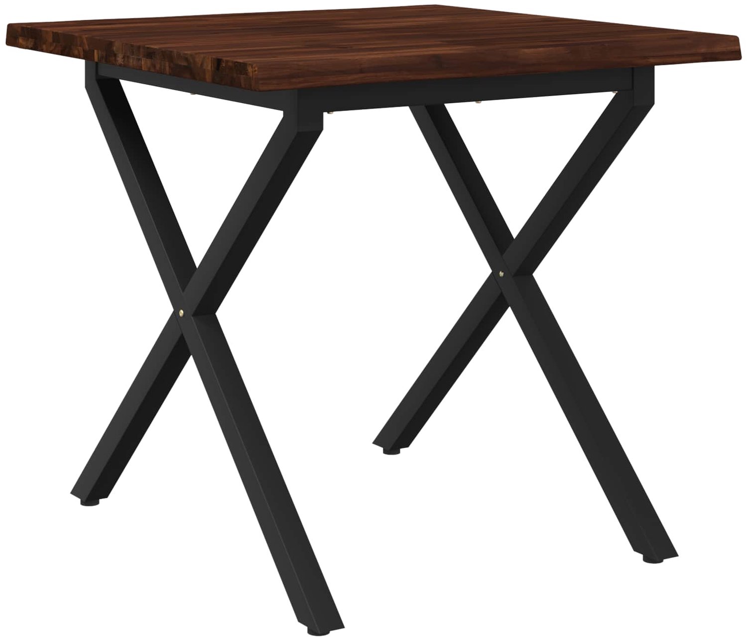 vidaXL Eettafel - met - levendige - rand - 60 - x - 55 - x - 75 - cm - Massief - Acacia - Hout Donkerbruin en Zwart