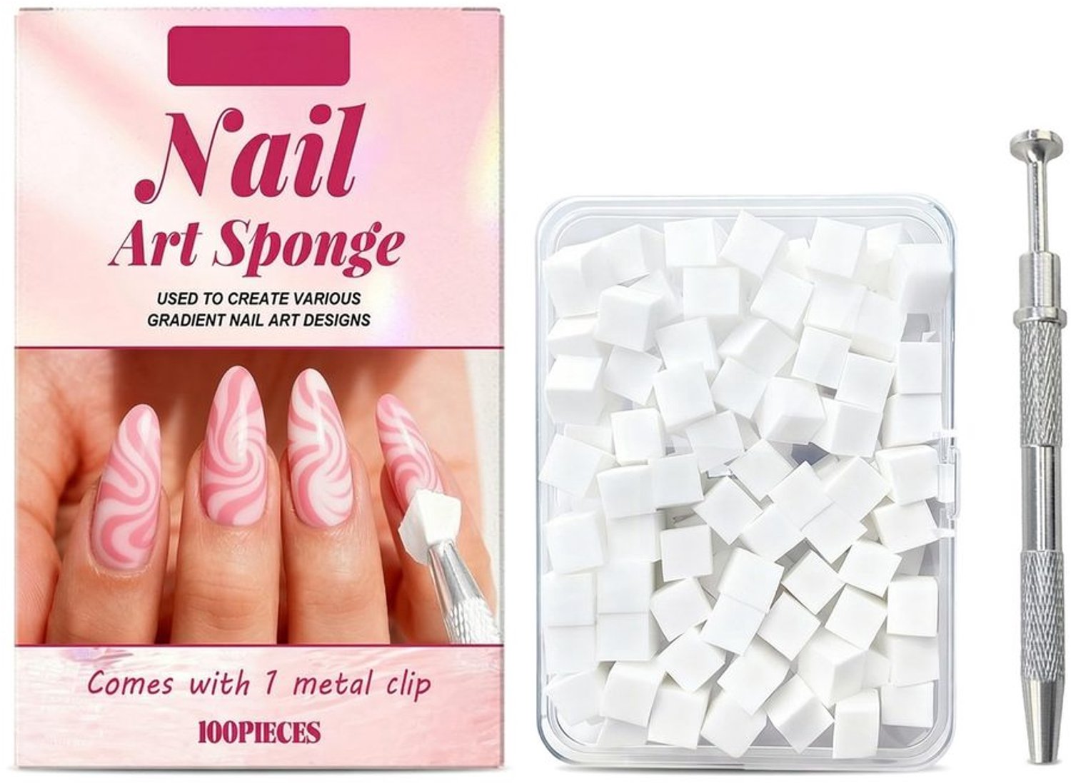 Set van 100 Nagelkunst Sponzen voor Ombre Effecten