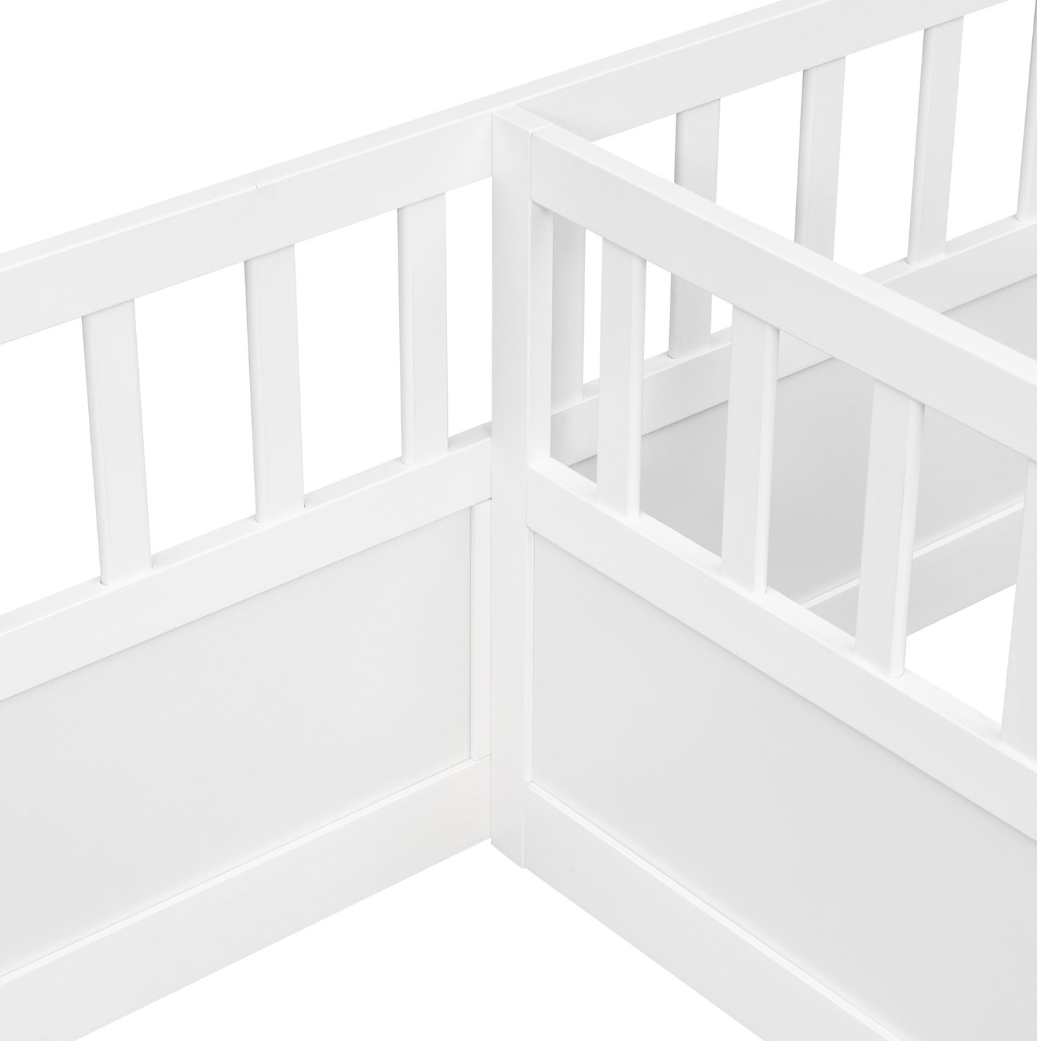 WUVRIE Dubbel vloerbed 2x90x200 cm - Hoge uitvalbeveiliging en open instap - Wit