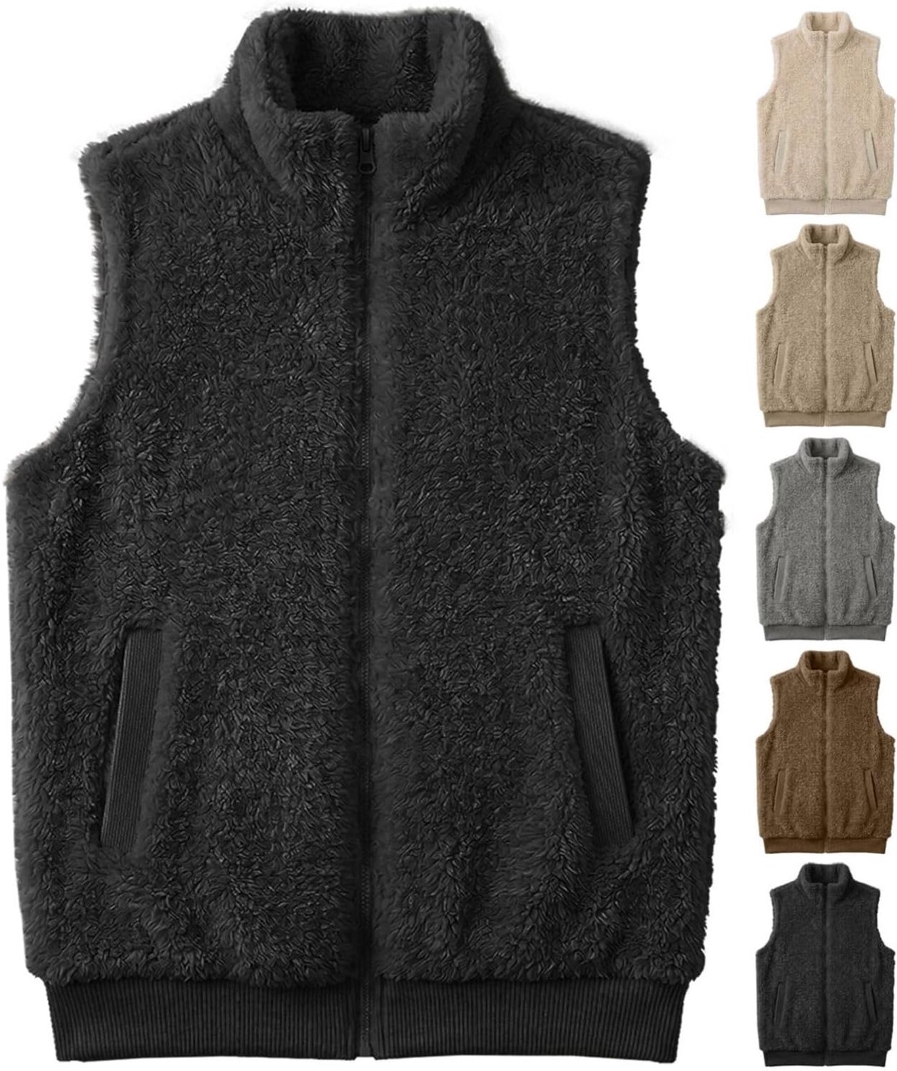 Teddy fleece vest met staande kraag