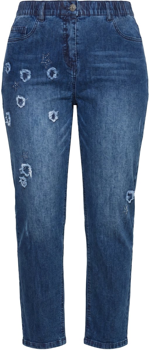 Ulla Popken - Dames - Jeans mom fit 5-pocket-model stretch - Blauw denim - Maat 48