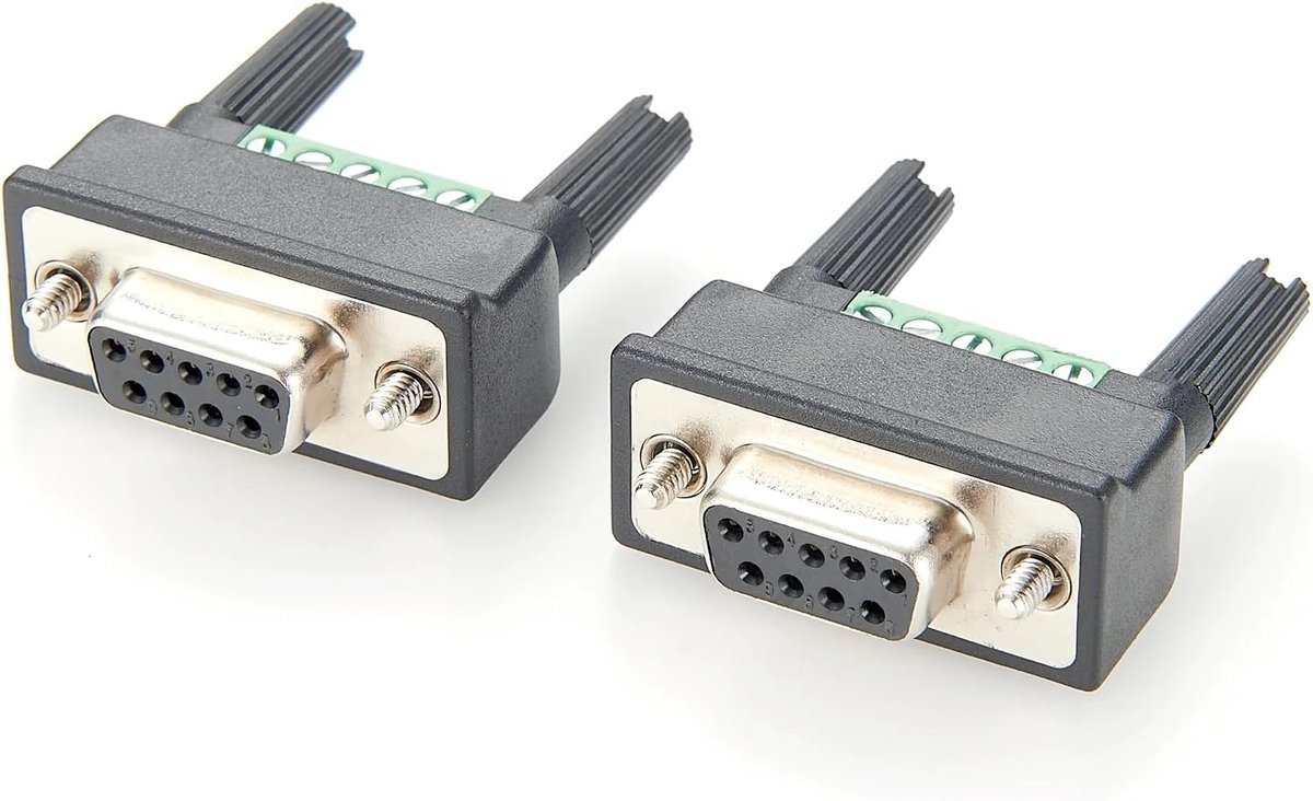 Bus naar klemmenblok adapter, mini DB9 F-naar-TB seriële poortconverter, 9-pins RS232/RS485 schroefklemmen breakout module voor industriële bediening, SPS, datacommunicatie
