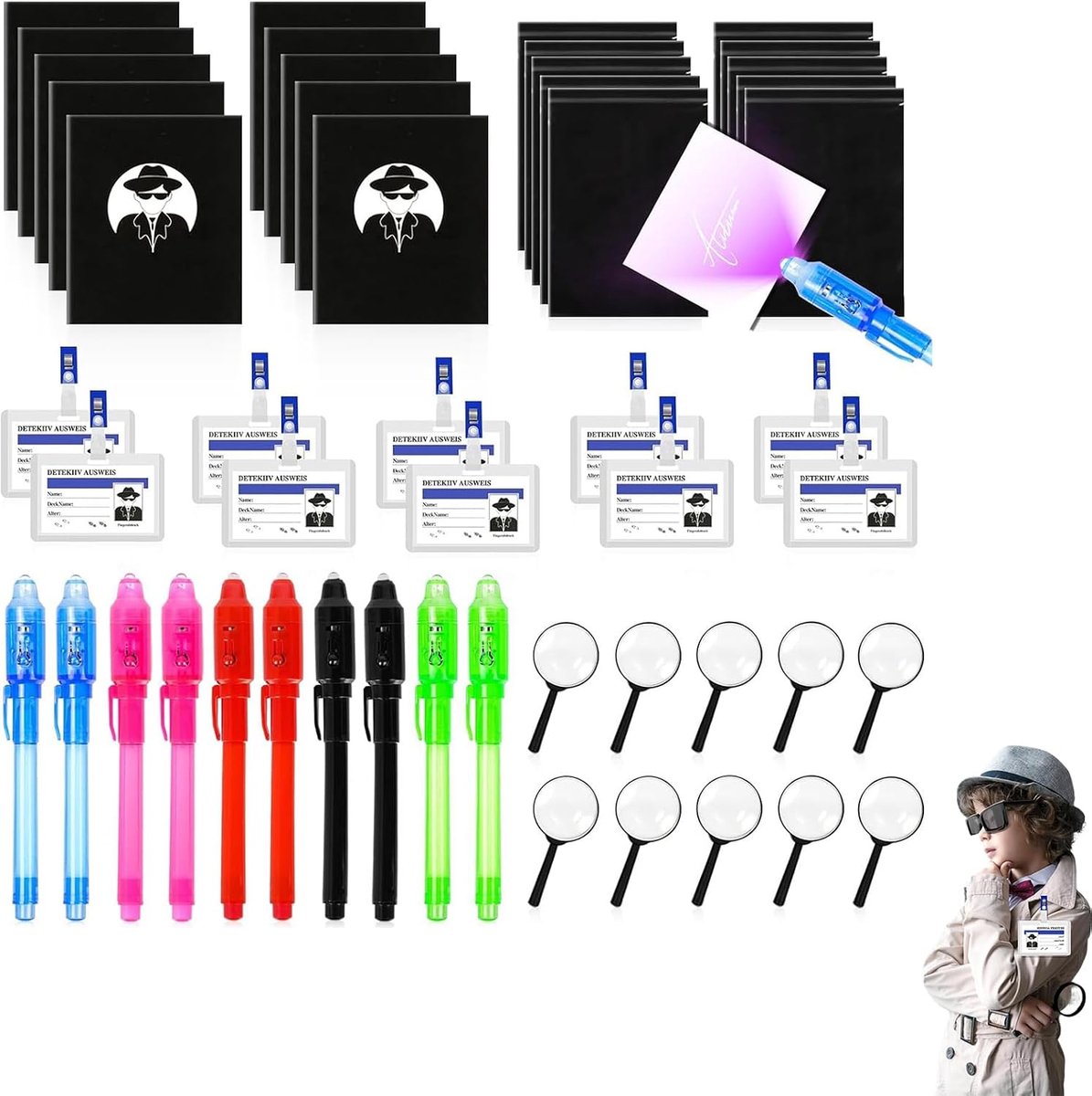 Detective, verjaardag, cadeautje, voor detective, spion, rollenspel, 50 stuks