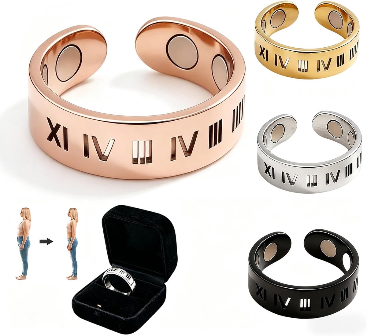 Ring voor welzijn, ondersteuning bij opvliegers en nachtelijk zweten, perfect voor dagelijks gebruik, zwart - ShopVlot