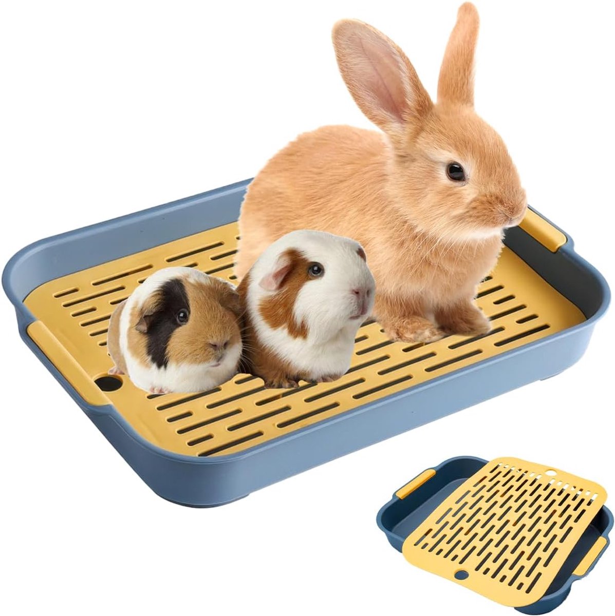 Konijnentoilet met Rooster 27 x 18,5 cm - Dubbele Laag - Trainingsvoorziening voor Kleine Dieren - ShopVlot