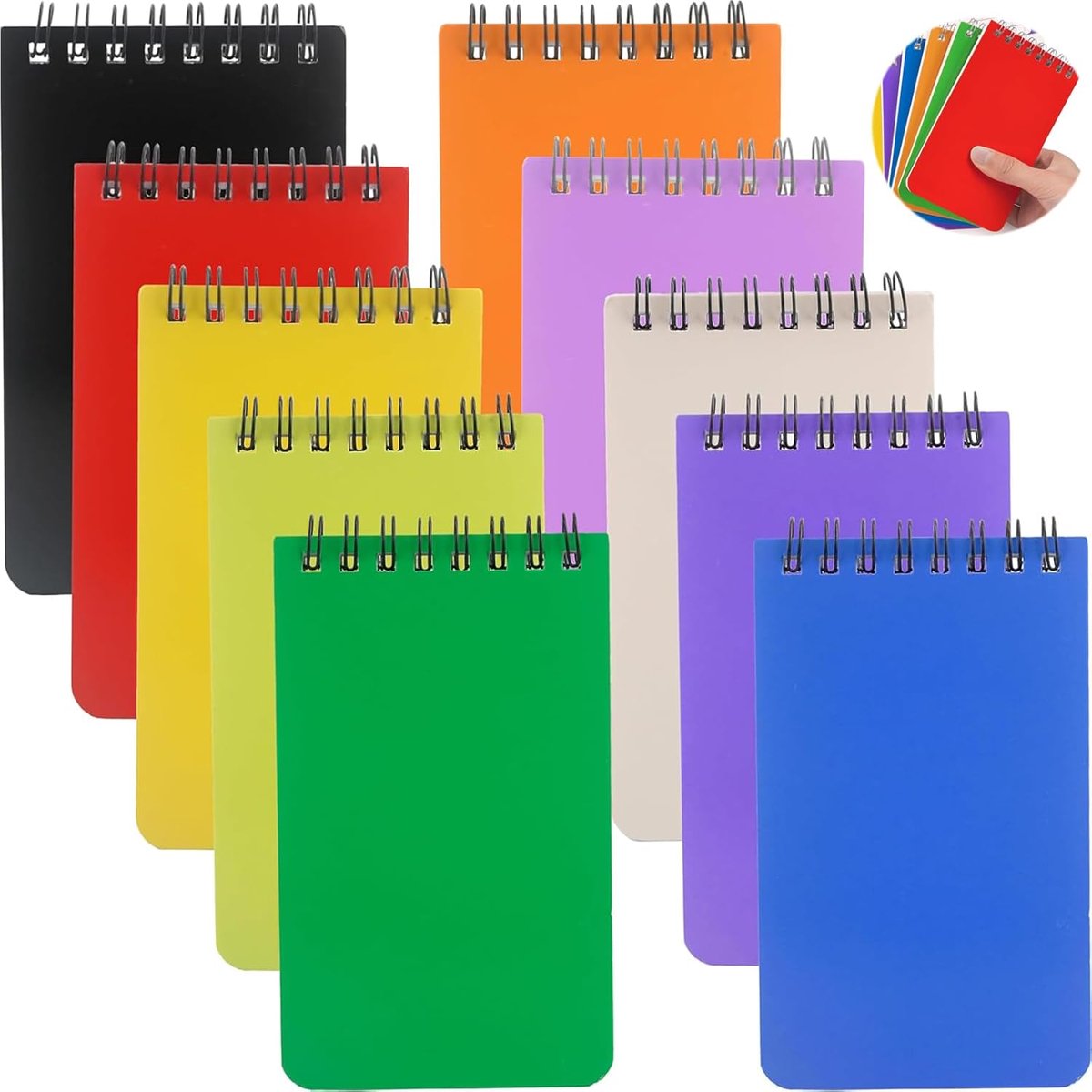Spiraalnotitieboekje A7 - Mini formaat - 10 stuks in kleur - Perfect voor onderweg - SnelShoppen