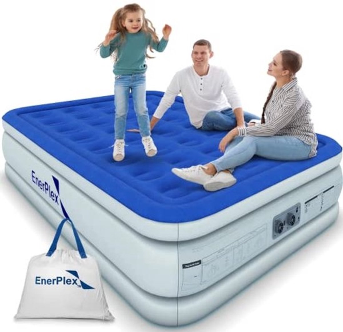 Verhoogd dubbelhoog luchtmatras - Met ingebouwde pomp - 18"-kingairbed - Voor thuis en camping