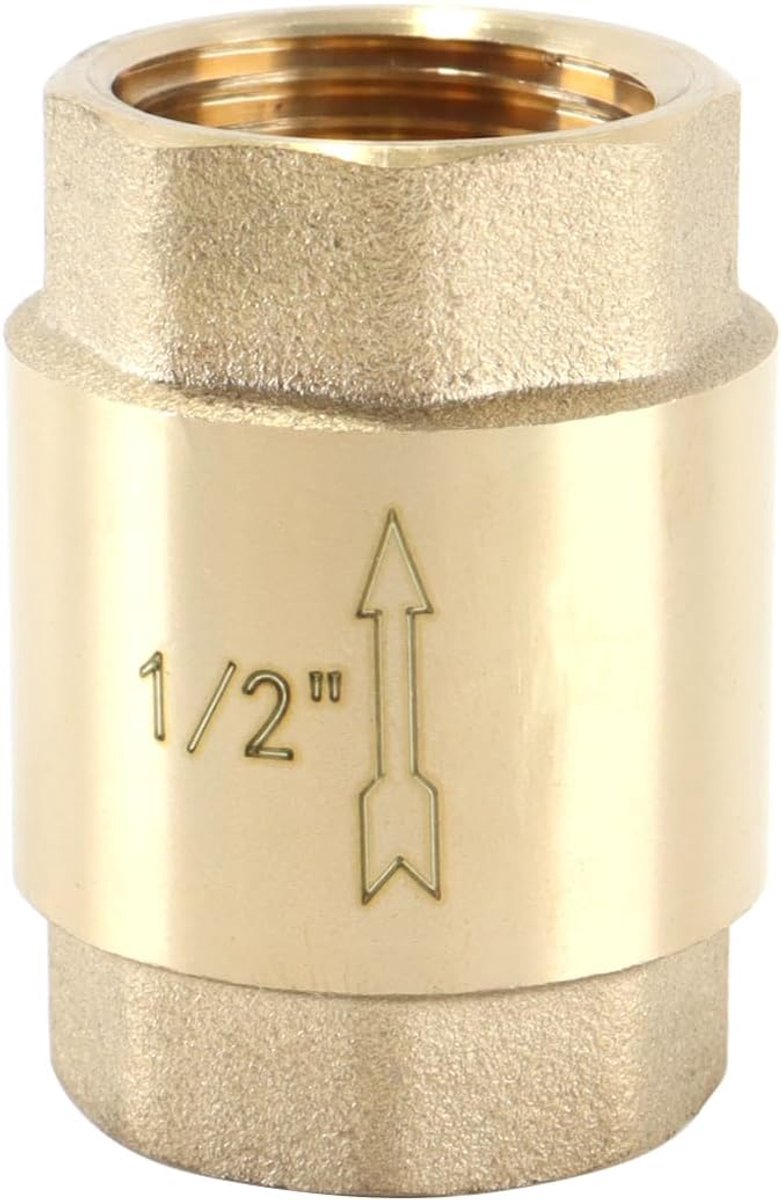 Terugslagklep van messing, 1/2 inch (DN15) binnendraad, PN 25, voor watervoorziening, verwarming en persluchtsystemen (1/2 inch)