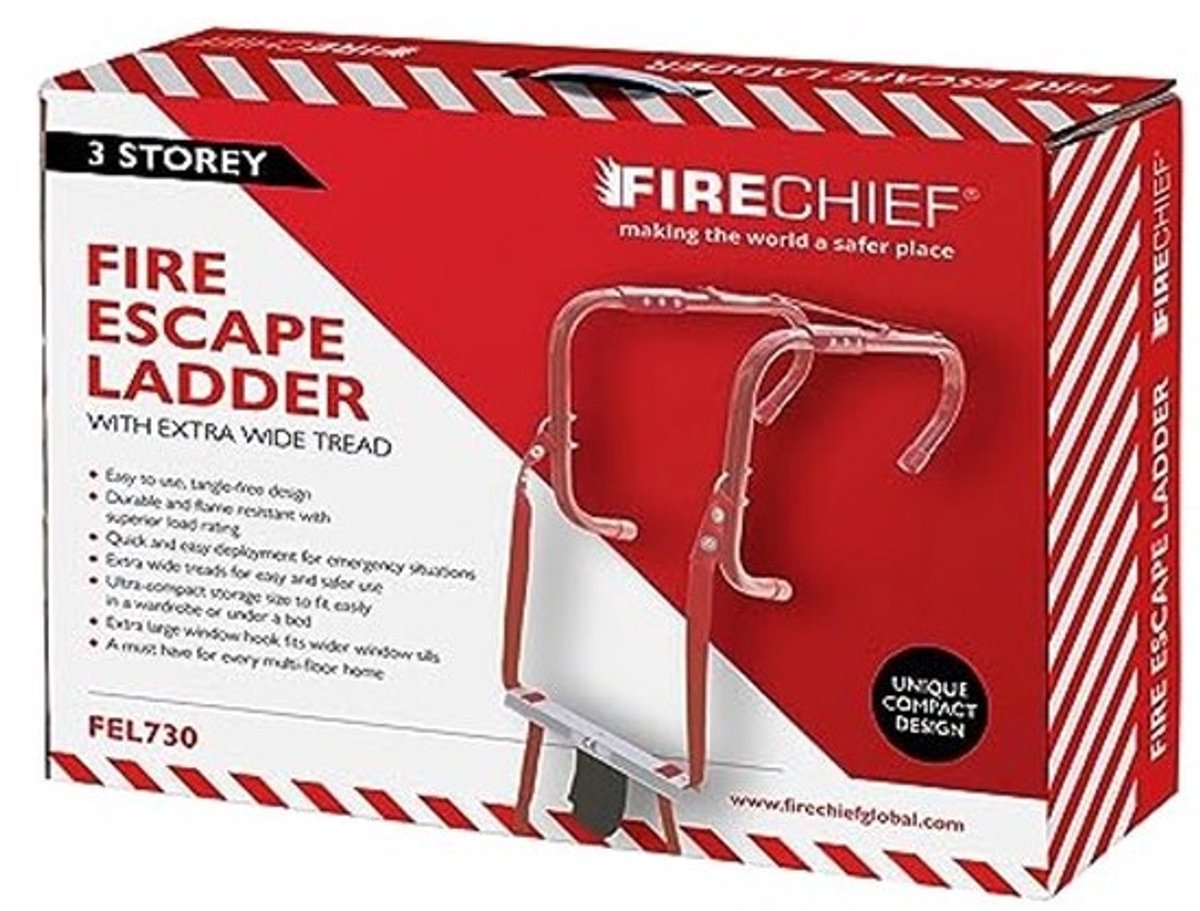 Opvouwbare brandtrapladder - Voor 3 verdiepingen - Met brede treads
