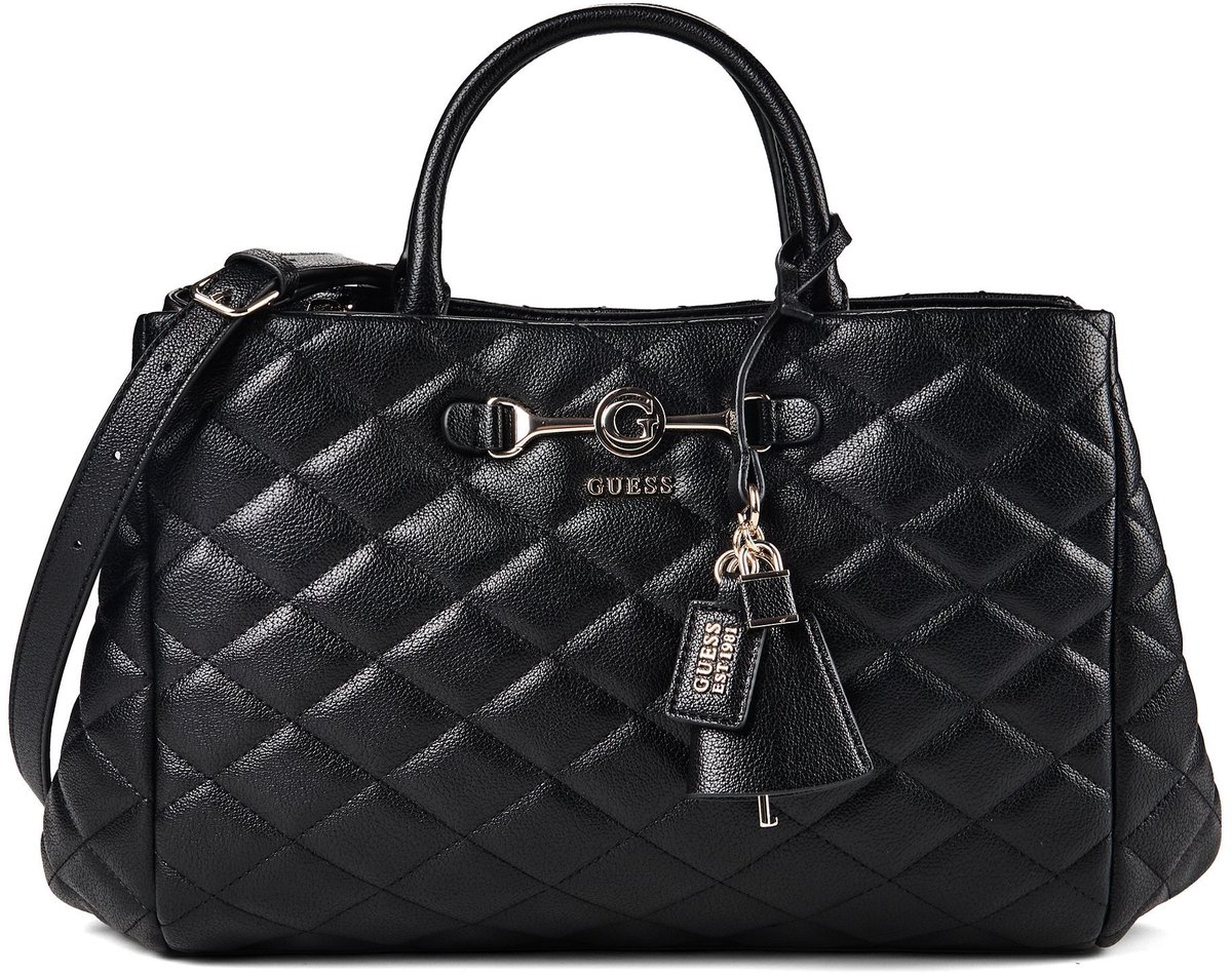 GUESS schoudertas handtas Frances Girlfriend Satchel Black zwart