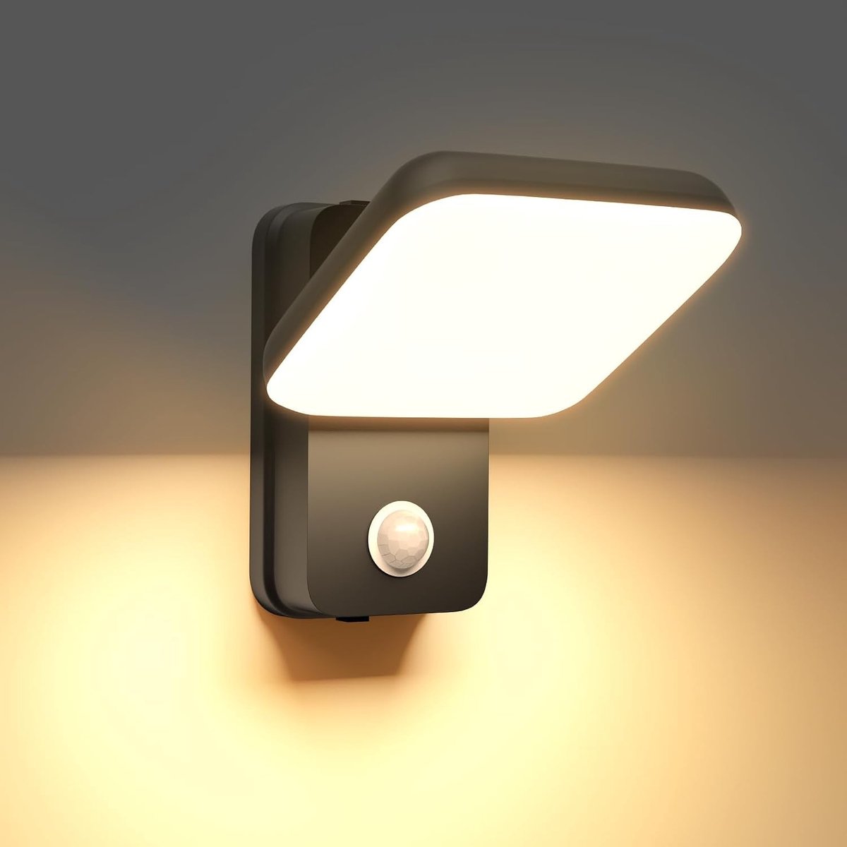 Buitenwandlamp met Bewegingssensor, 350° Draaibaar en Dimbaar, IP65 Waterdicht voor Tuin, Terras en Oprit, Eenvoudige Installatie
