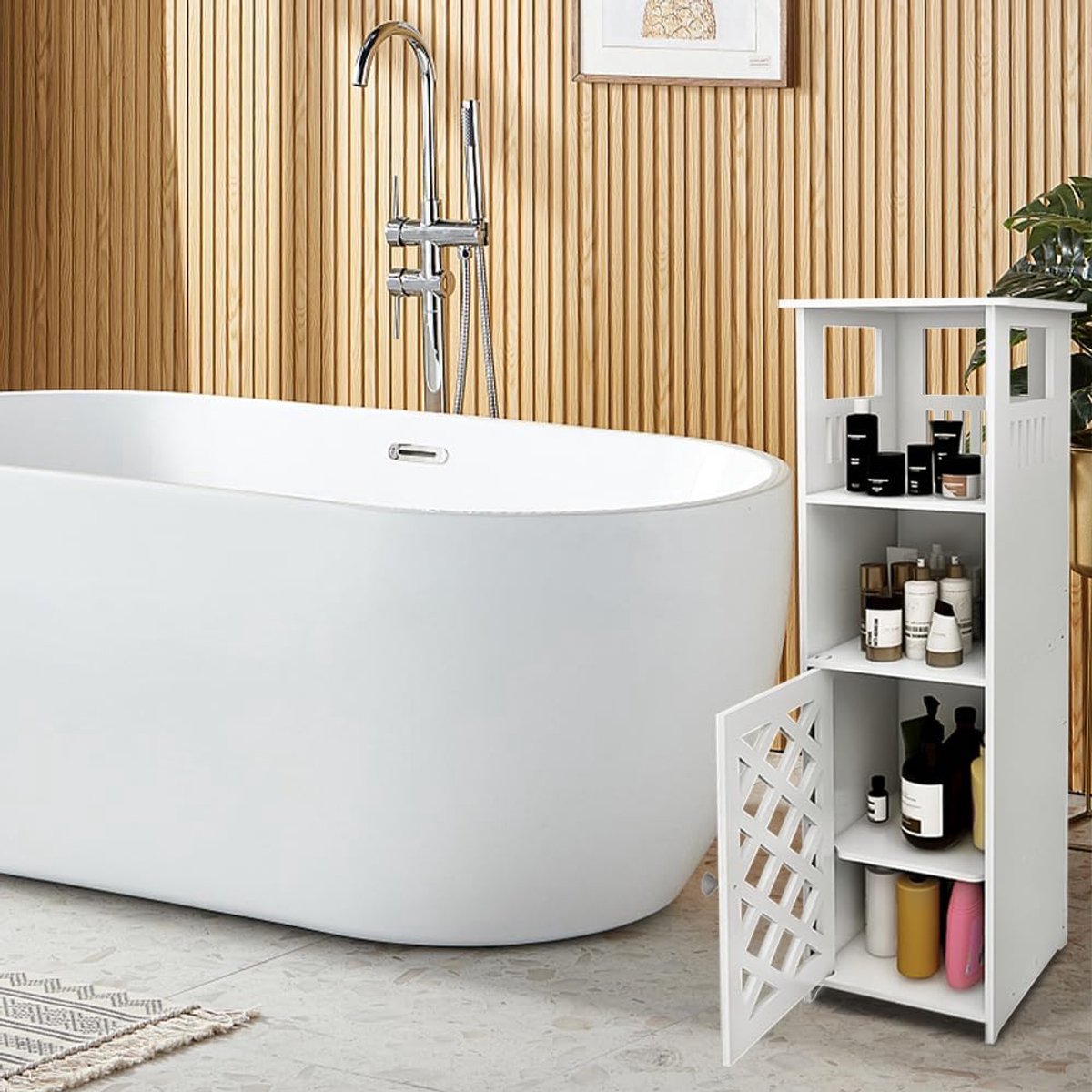 Meubels voor badkamer, toilet, badkamer, lade, ruimtebesparend, kleine ruimtes (E, 78 x 22 x 22 cm, wit)