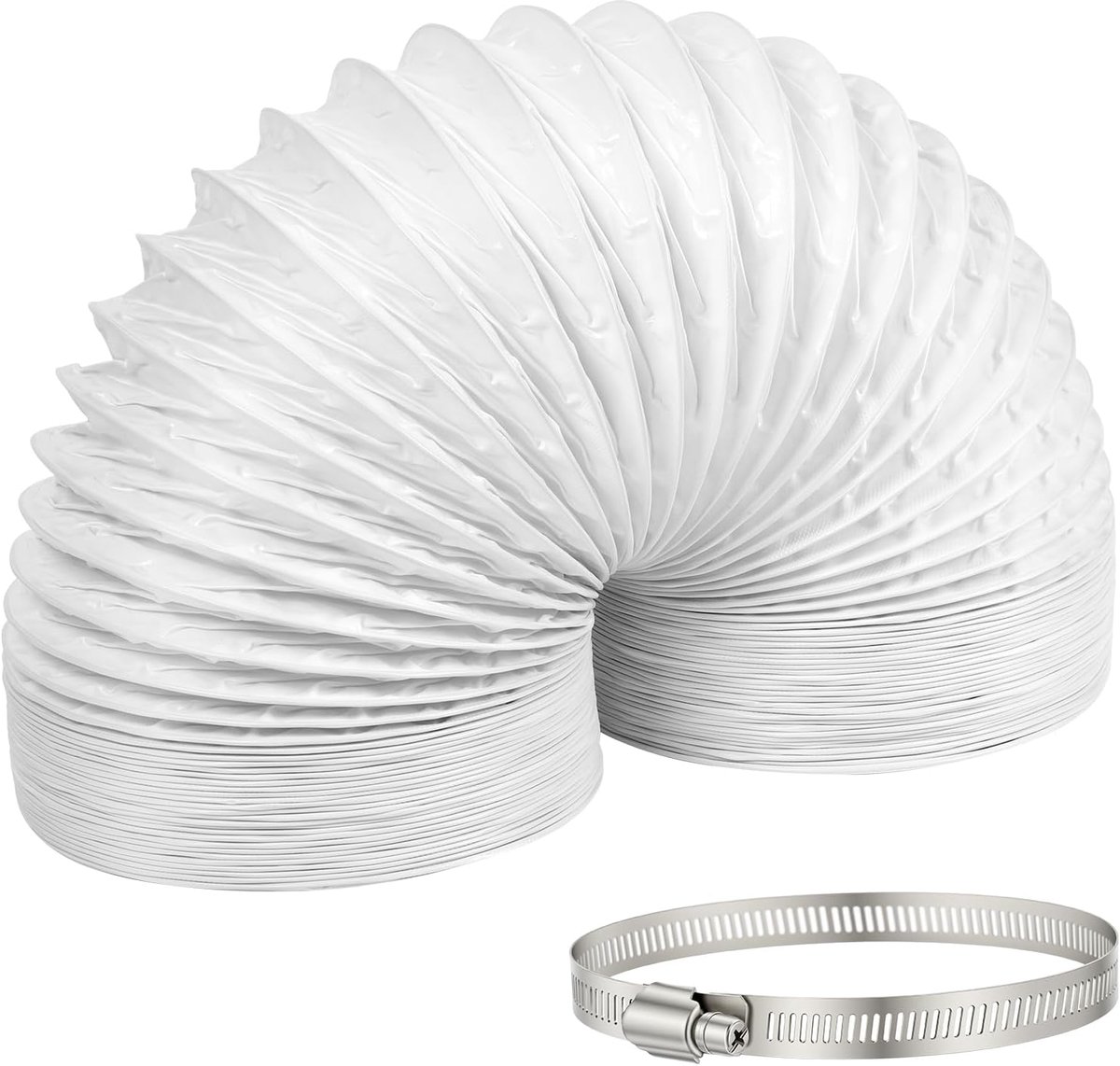 Afvoerslang voor mobiele airconditioning, ventilatieslang van pvc, Ø 150 mm | Flexibele afvoerslang met roestvrijstalen klemklem, voor airconditioning, wasdroger, luchtafzuiging (3 m)