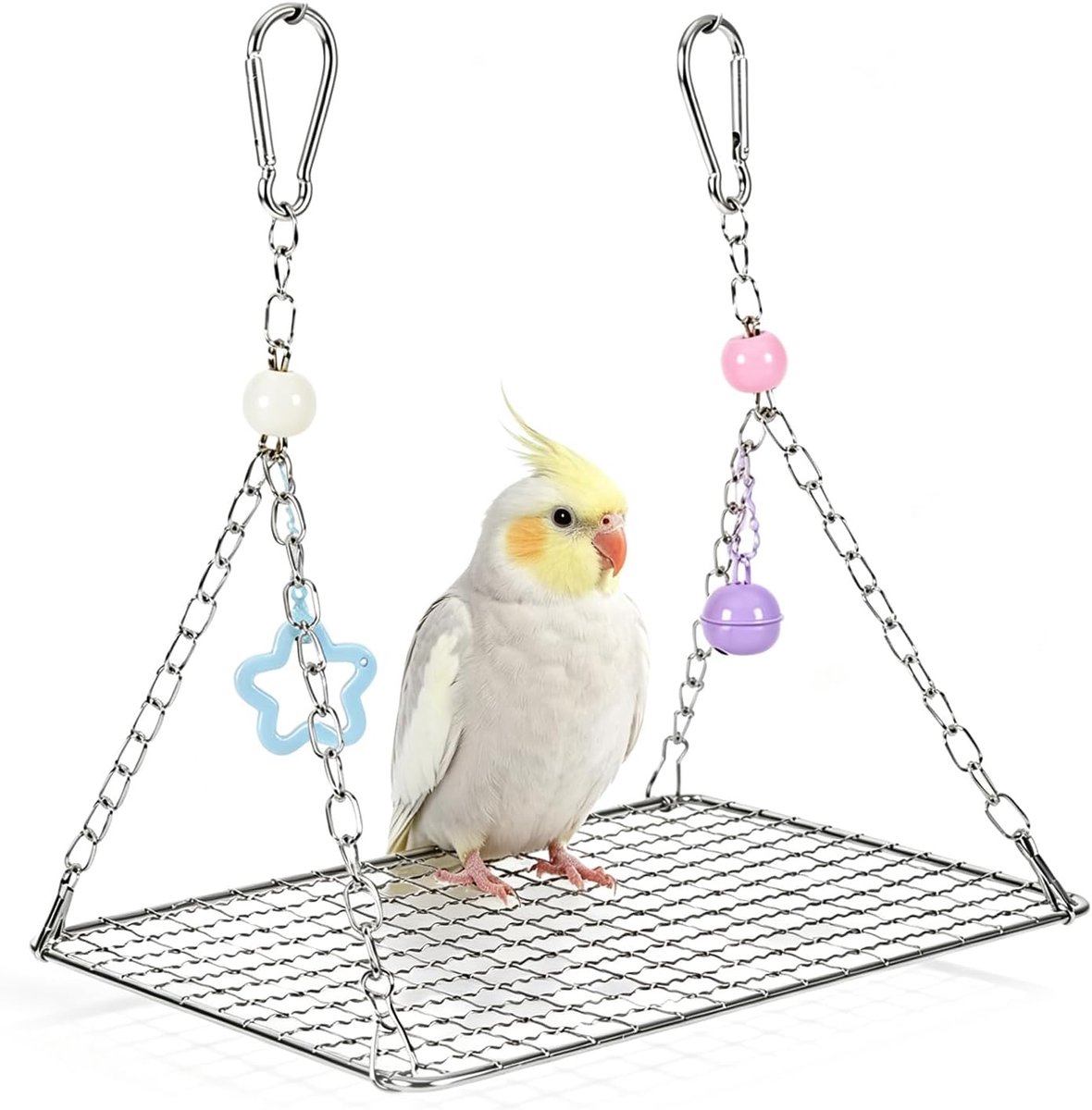 Parkiet, parkiet, schommel van roestvrij staal, vogelkooi-accessoires, hangmat, 28 x 18 cm, voor papegaaien en kleine vogels