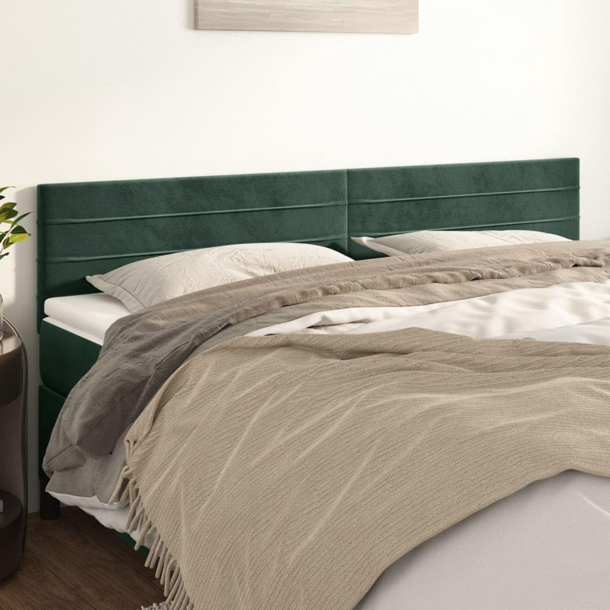 Hoofdsteunen 2 Stuks Donkergroen 100 x 5 x 78/88 cm Fluwelen Hoofdsteun Slaapkamer Meubels Hotels