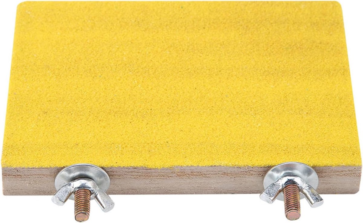 Perch Stand Wood Rough Platform Toy Playground Grinding Clean Frosted Board for Pet Parrot Hamster Squirrel(Yellow)