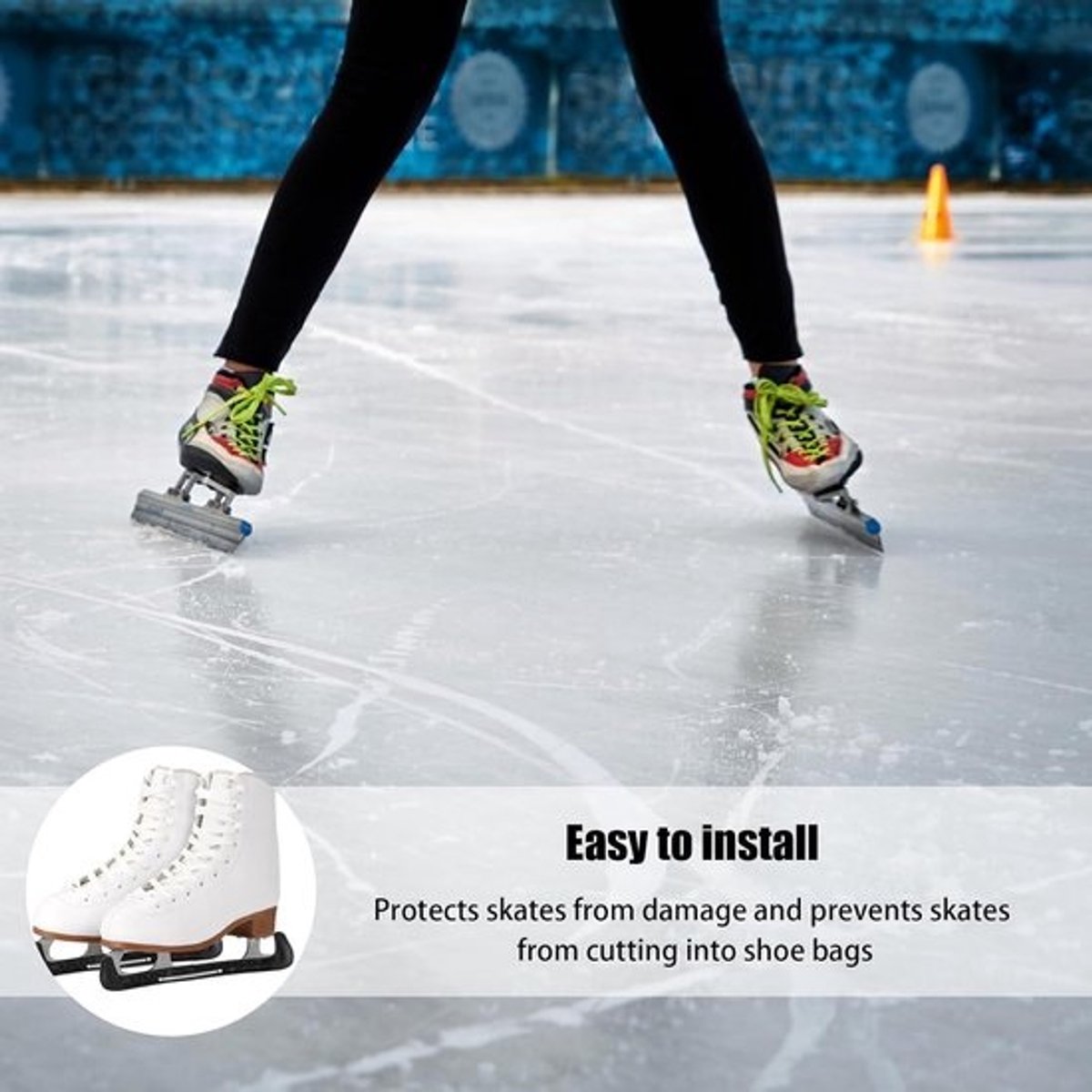 Dailygoods - Verstelbare schaatsbescherming voor kunstschaatsen en ijshockey - Zwart