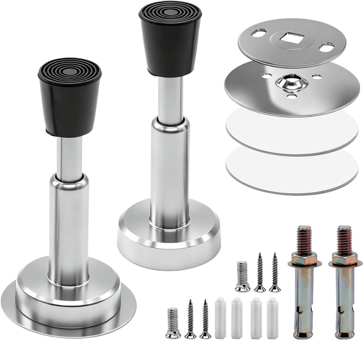 Wanddeurstopper roestvrij staal, hydraulische deurstopper, zelfklevende deurstopper, deurhouder, muur met rubberen - ShopVlot