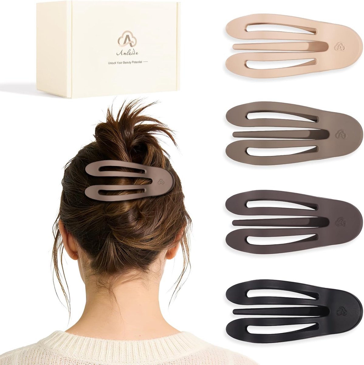 Haarspelden Groot Plat - Matte Bruin - Sterke Grip - Ideaal voor Yoga en Autorijden - SnelShoppen