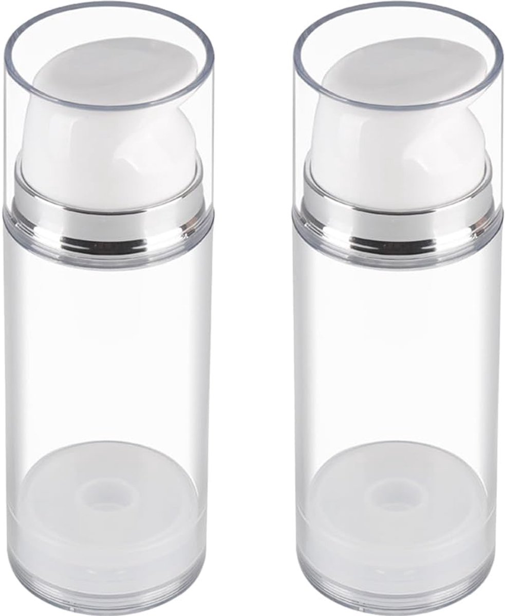 FRCOLOR 2pcs Empty Airless Pump Bottle Refillable Plastic Vacuum Pump Pressure Bottle Travel Cosmetics Foundation - ShopVlot