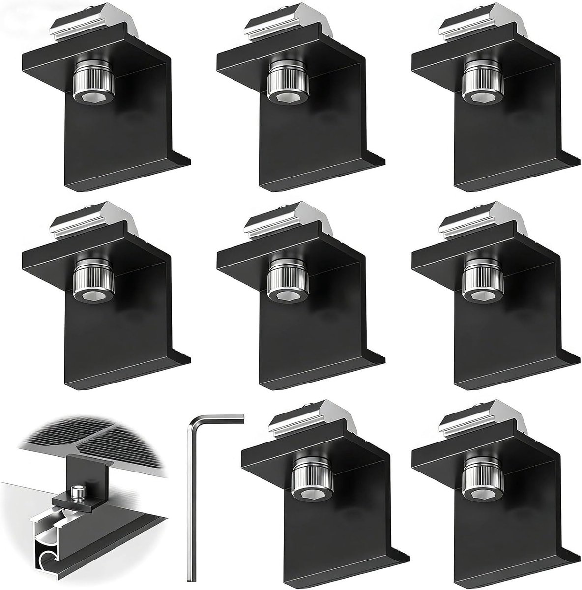 8 stuks eindklemmen voor zonnepaneel van aluminium, 30 mm Z-houder voor dak en muur, PV-module bevestigingsset in - ShopVlot