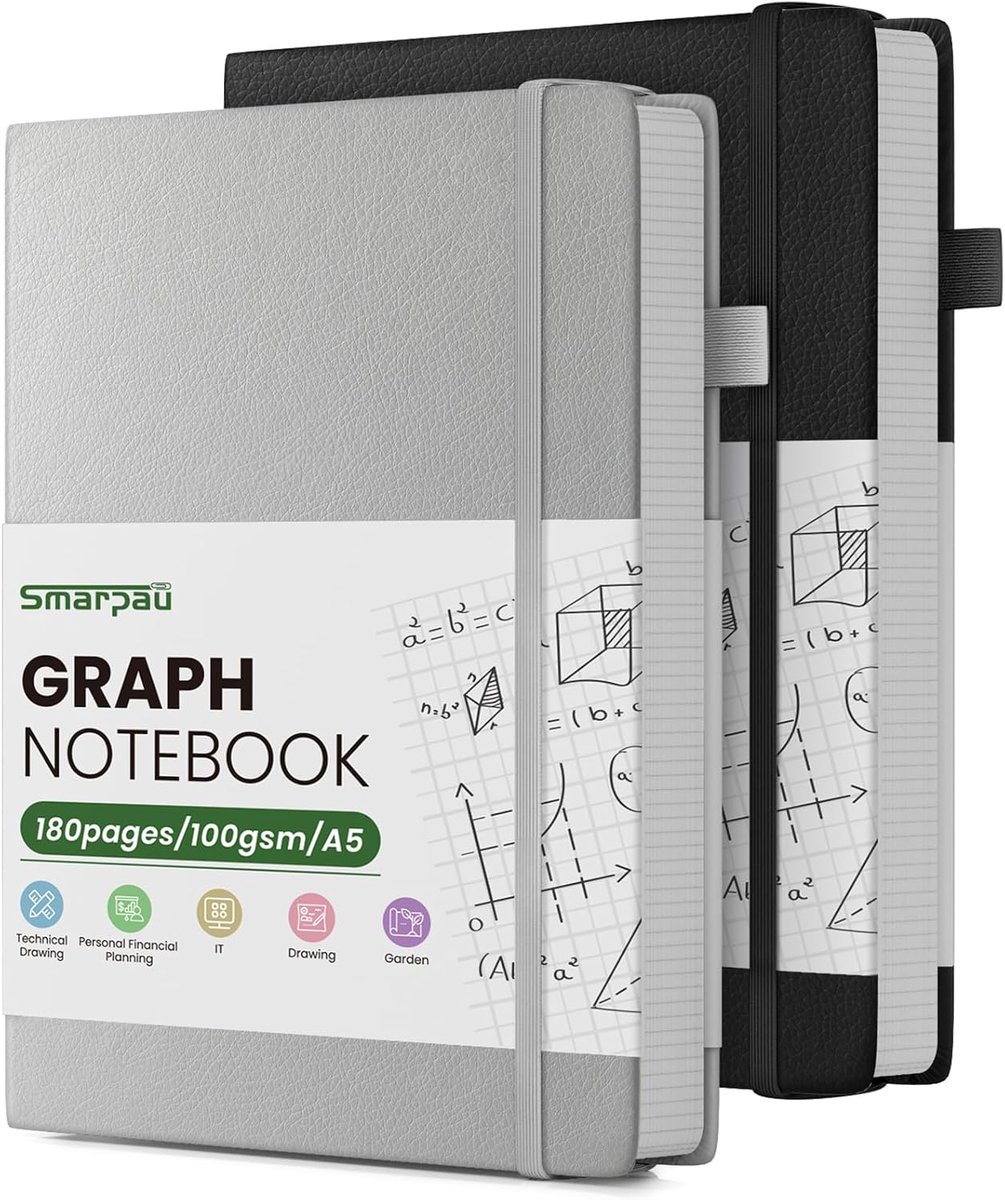 Notitieboek A5 - hardcover - geruit - perfect voor aantekeningen - ShopVlot