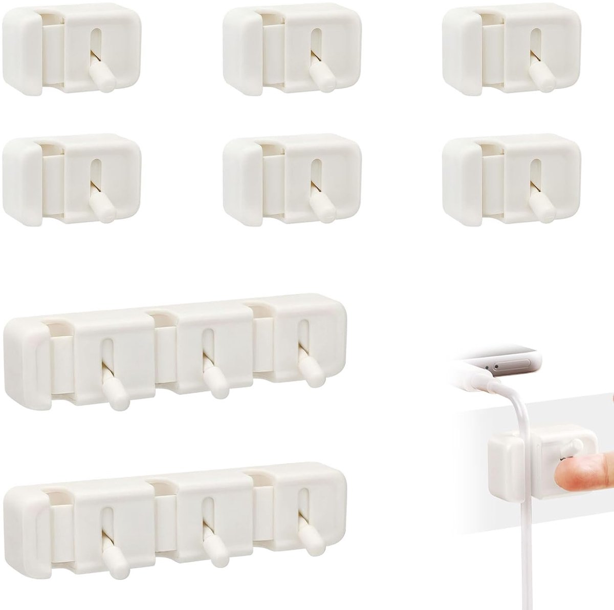 8 stuks kabelclips met hefboomschakelaar, eenvoudige open snoer-organizer, lijm, kabelmanagement clips, telefoonlader - ShopVlot