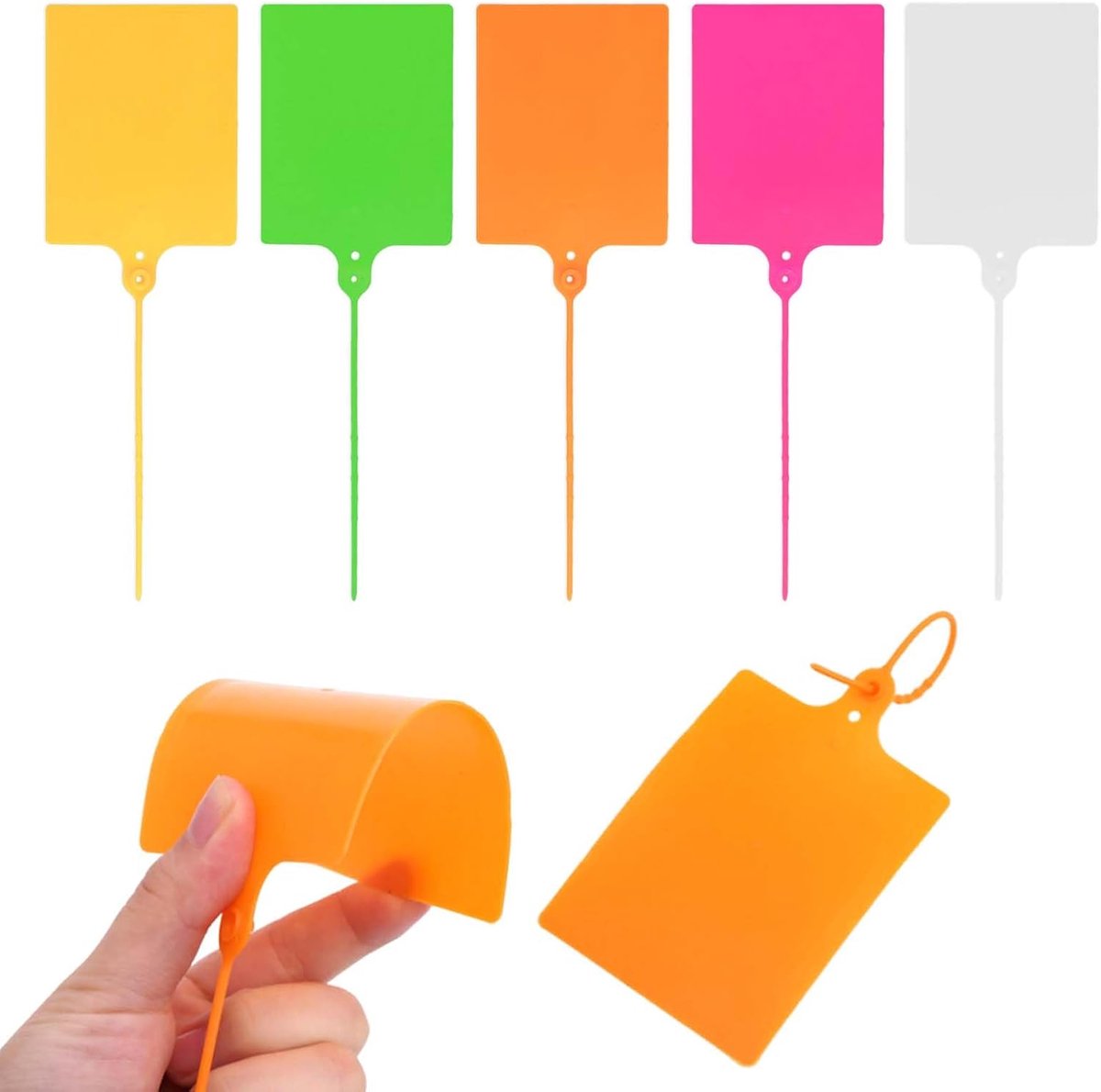 Etiketten, kunststof binder-etiketten, beschrijfbare borden, hangetiketten, verzendlabels voor bagage, logistieke inventaris (5 kleuren)