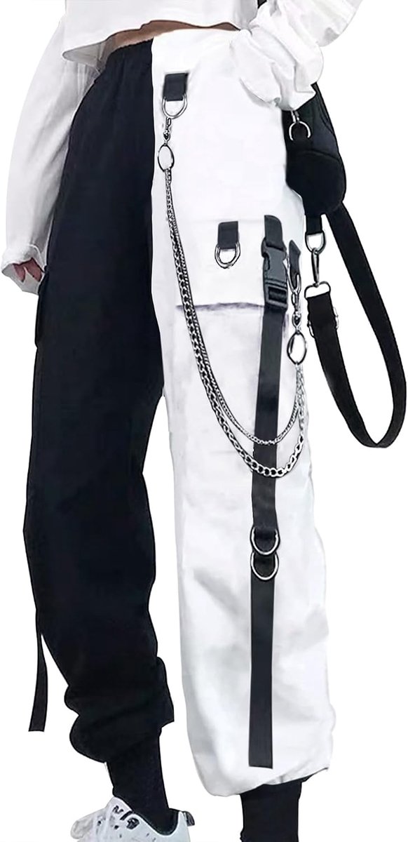 Cargobroek voor dames, met broekketting, gothic kleding, gothic kleding, gothic stijl, Y2k, techwear broek