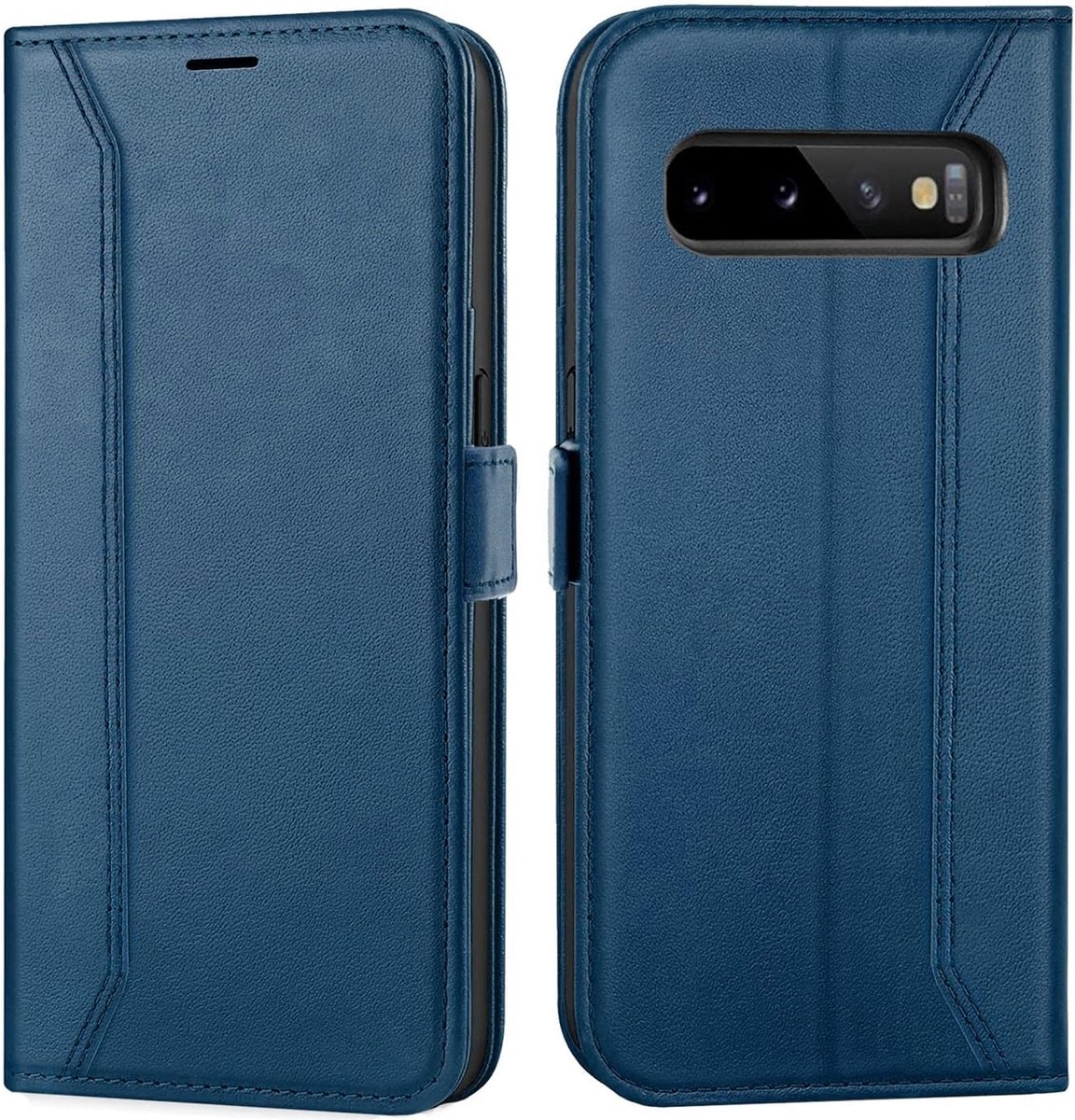 Hoes voor mobiele telefoon voor Samsung Galaxy S10, 6,1 inch premium klaphoes voor mobiele telefoon, flip case voor Samsung S10, hoes, bookcase, tas, blauw