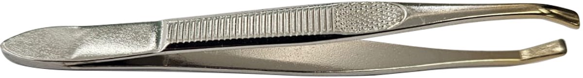 DKS Pro P3 Professionele Pincet 8cm - RVS Precisiepincet met Gebogen Punt voor Wenkbrauwen en Epileren