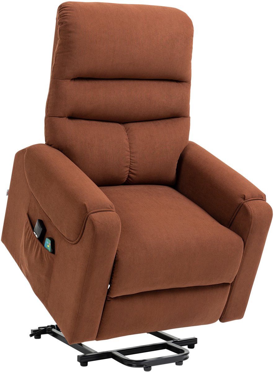 Homona Sta-opfauteuil - Met massagefunctie, verwarming en voetensteun - 83 x 93 x 110 cm - Bruin
