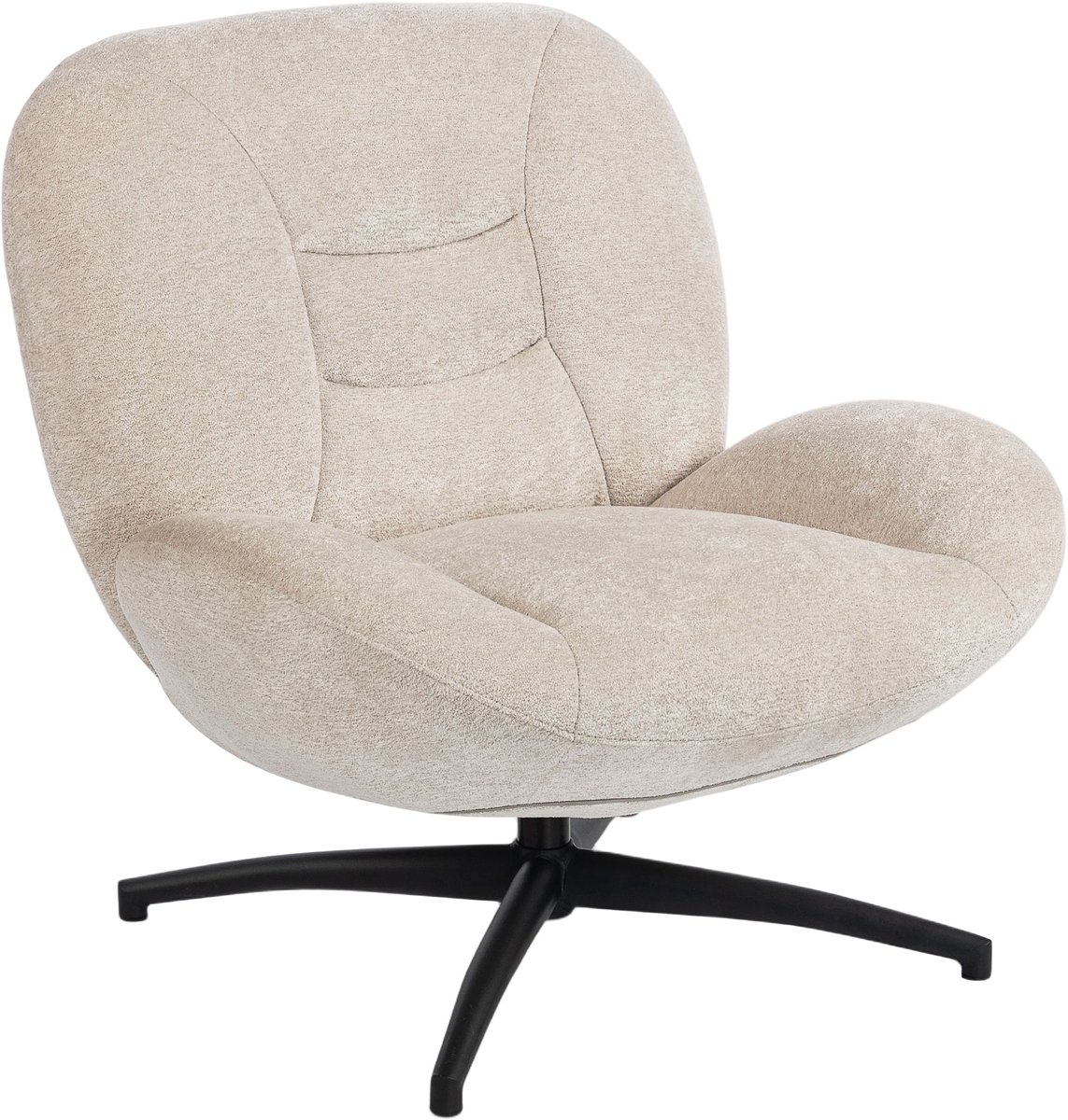 Homona Draaifauteuil - Met 360° draaifunctie en chenille bekleding - 83 x 89 x 85 cm - Crèmewit