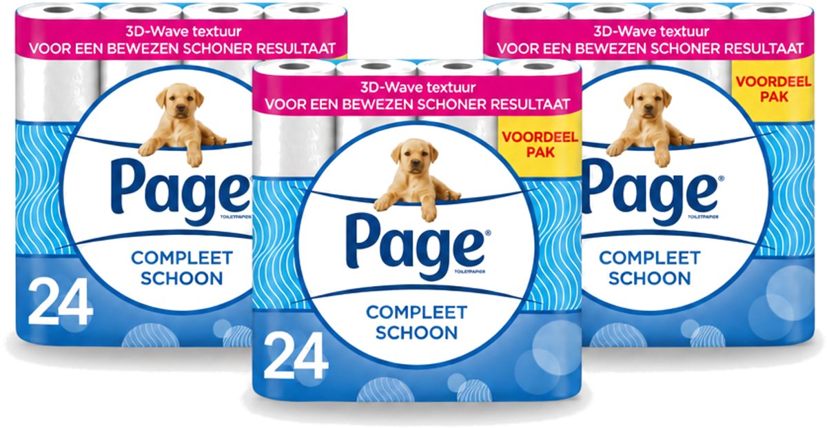 3 x Page - Compleet Schoon - Toiletpapier - 2-Laags - Comfortabel & Zacht - 24 Rollen - Voordeelverpakking - 3 stuks